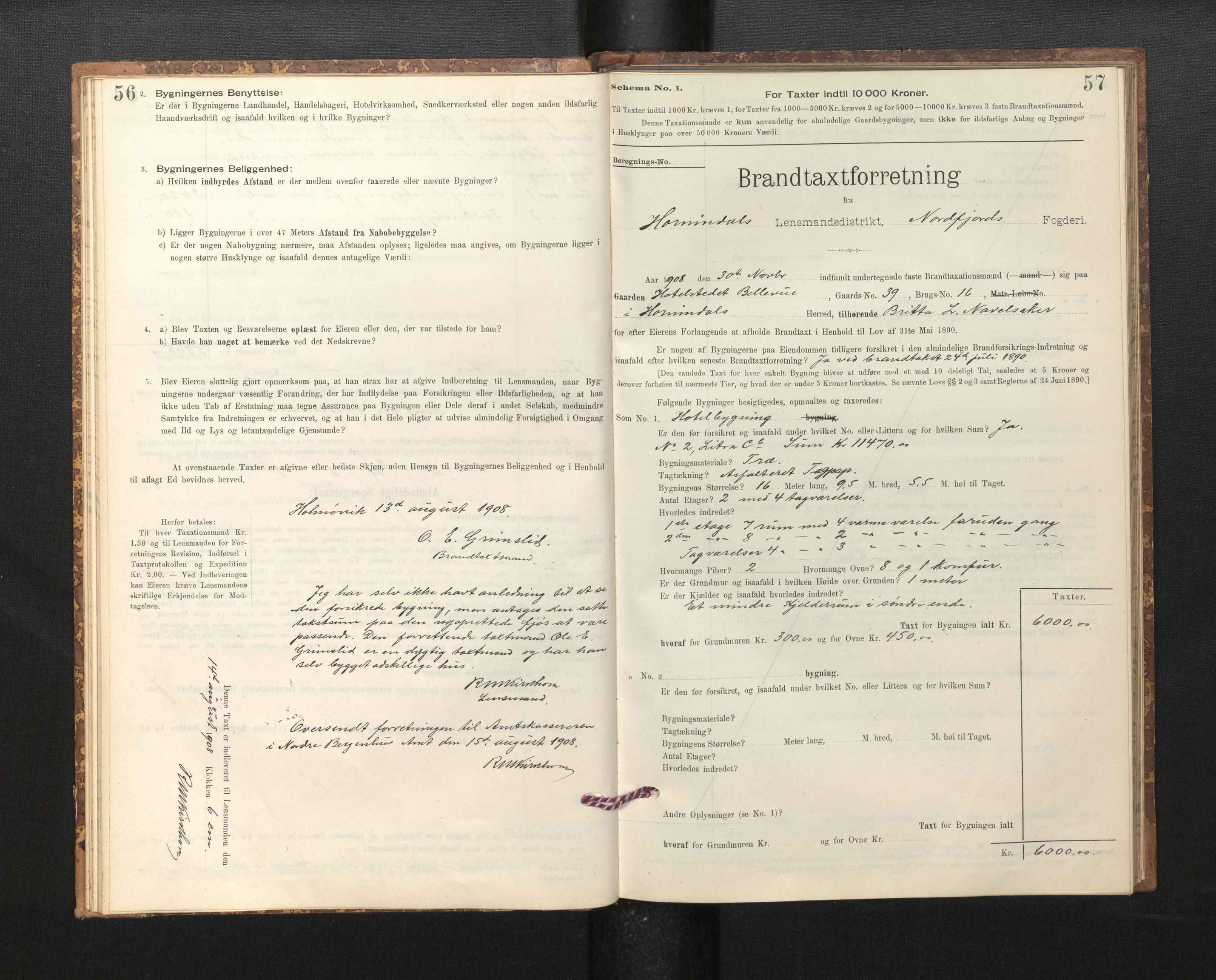 Lensmannen i Hornindal, AV/SAB-A-28201/0012/L0001: Branntakstprotokoll, skjematakst, 1895-1951, p. 56-57