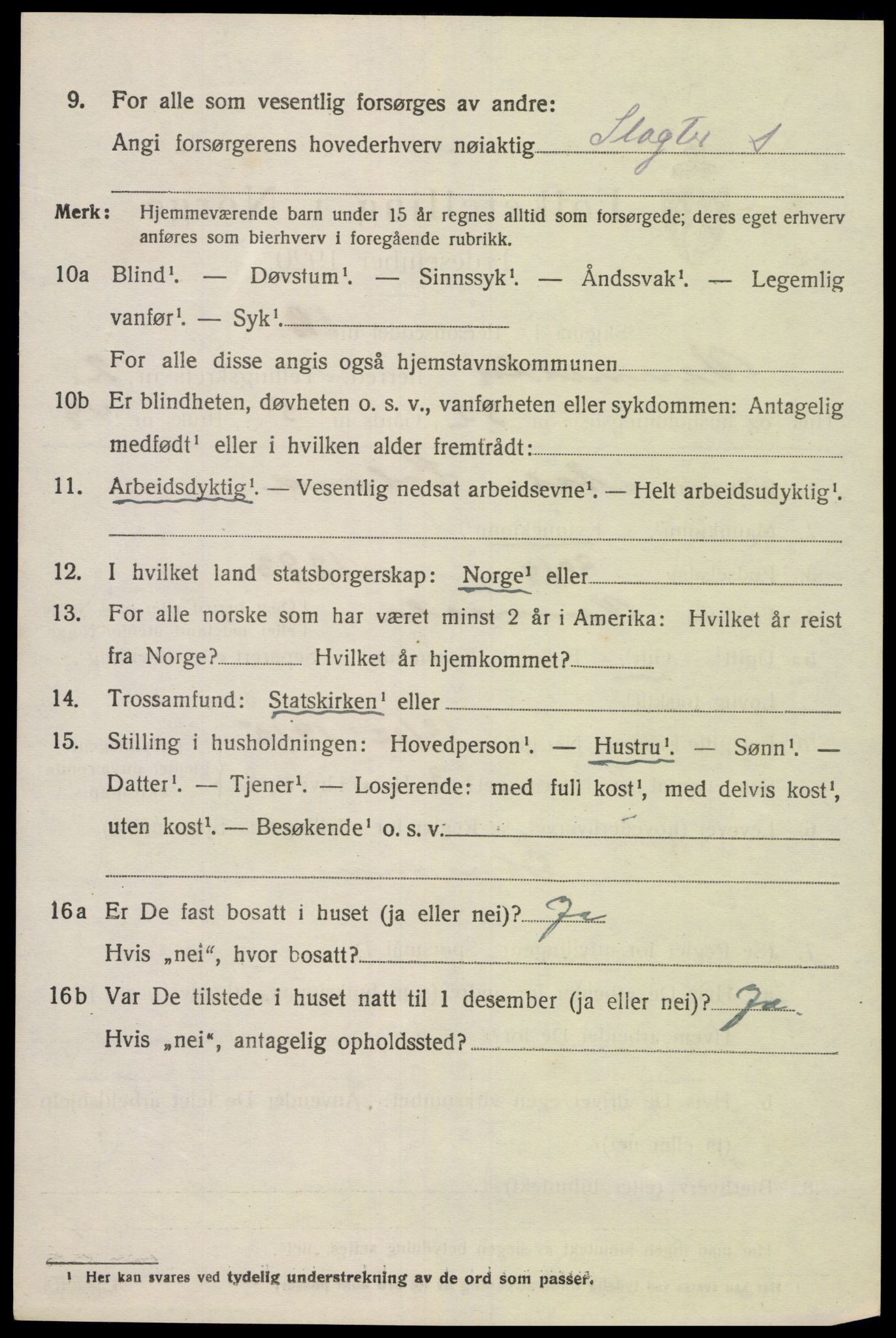 SAK, 1920 census for Vennesla, 1920, p. 1897