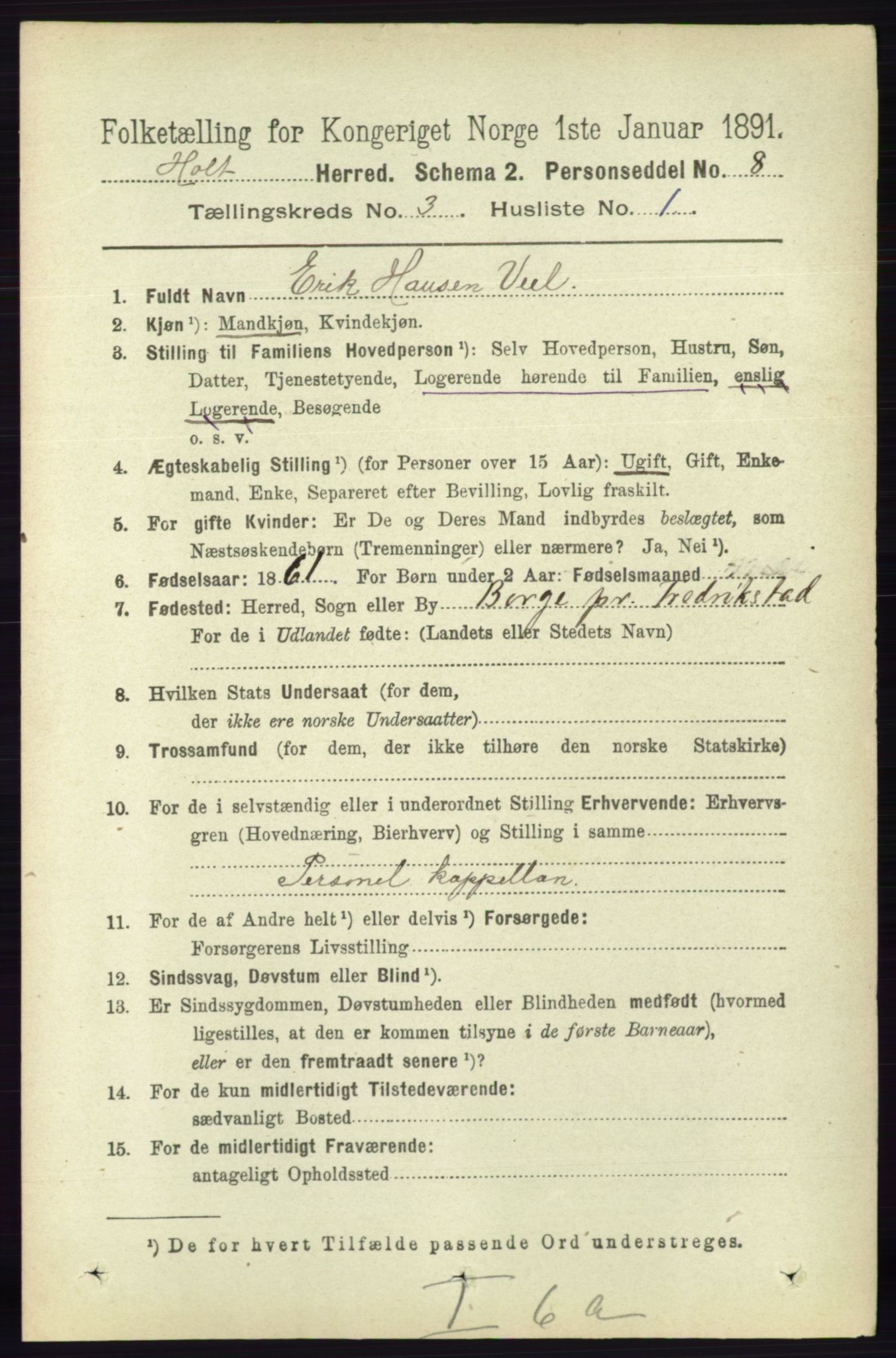 RA, 1891 census for 0914 Holt, 1891, p. 1043