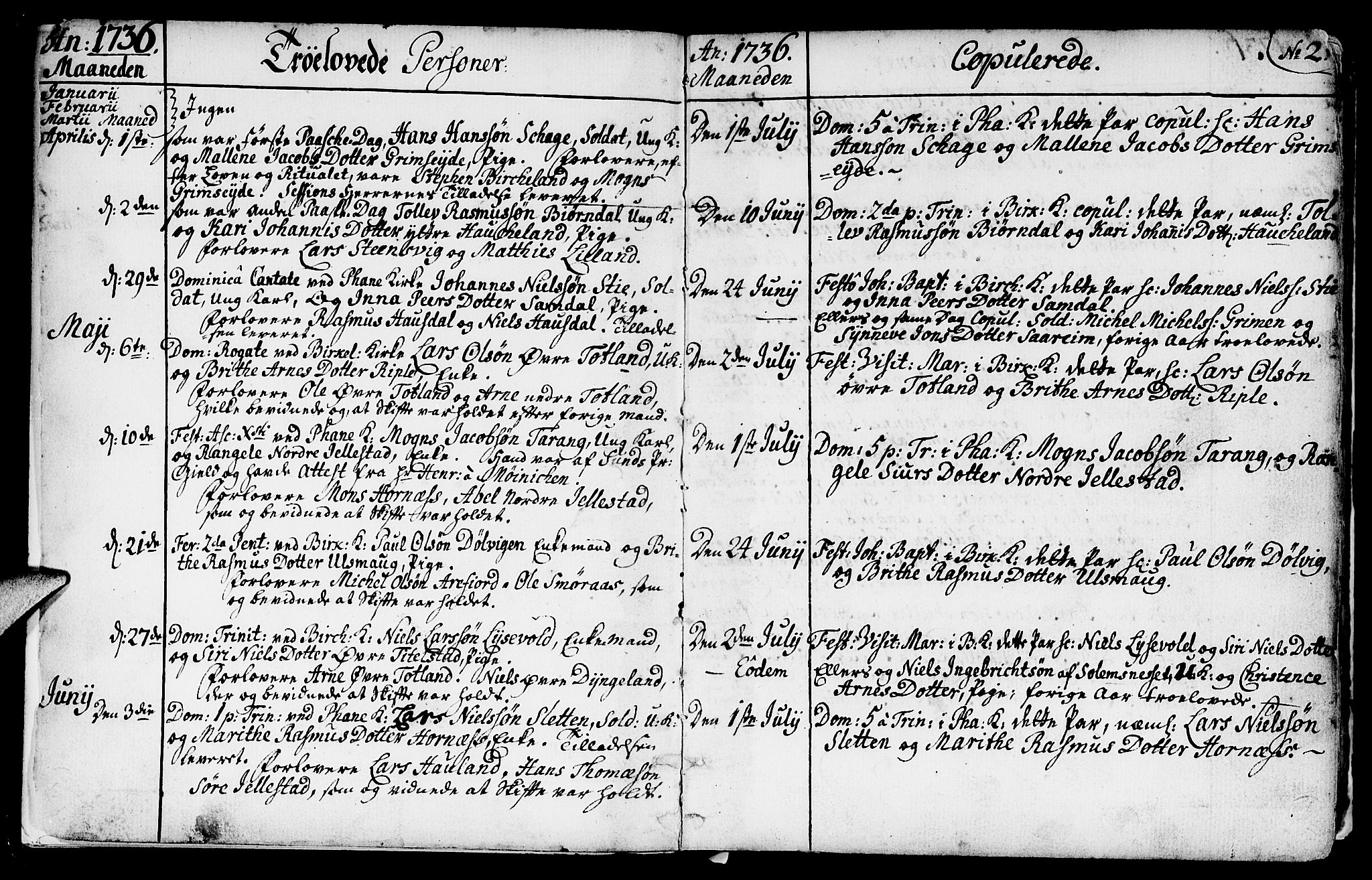 Fana Sokneprestembete, SAB/A-75101/H/Haa/Haaa/L0003: Parish register (official) no. A 3, 1736-1757, p. 2