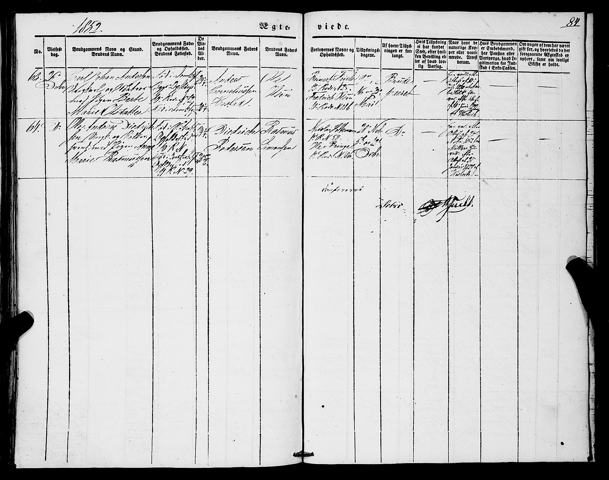 Domkirken sokneprestembete, AV/SAB-A-74801/H/Haa/L0033: Parish register (official) no. D 1, 1841-1853, p. 84