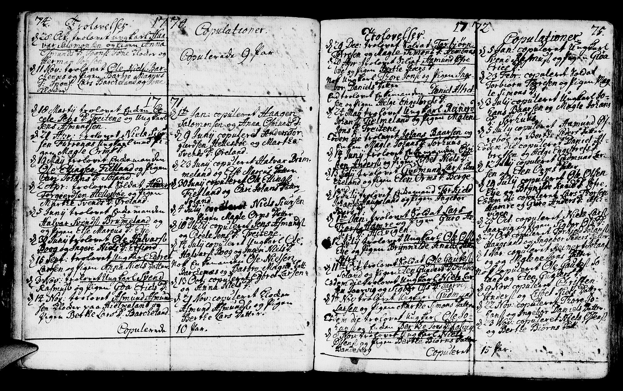 Jelsa sokneprestkontor, SAST/A-101842/01/IV: Parish register (official) no. A 3, 1768-1796, p. 74-75