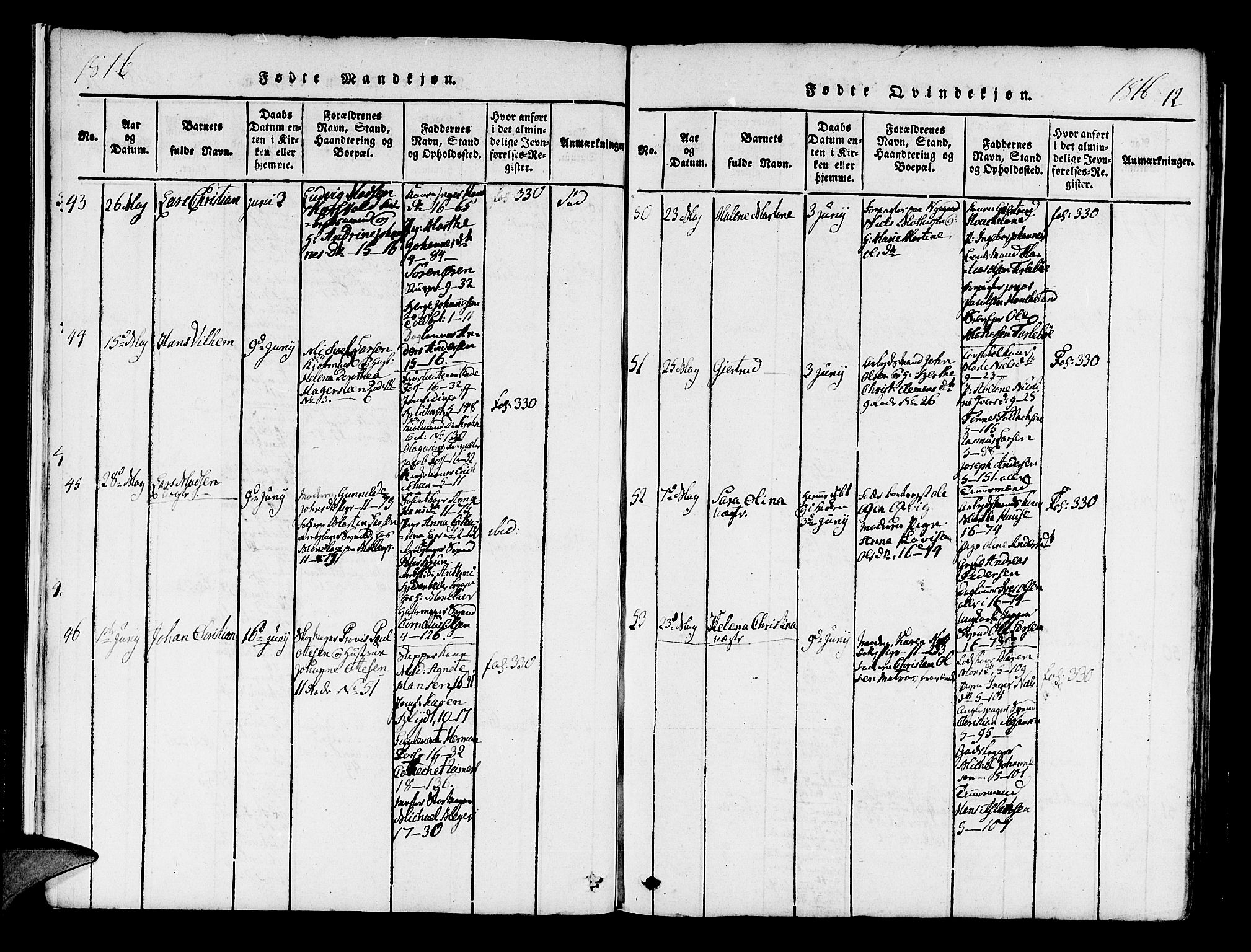 Domkirken sokneprestembete, AV/SAB-A-74801/H/Haa/L0010: Parish register (official) no. A 10, 1816-1821, p. 12