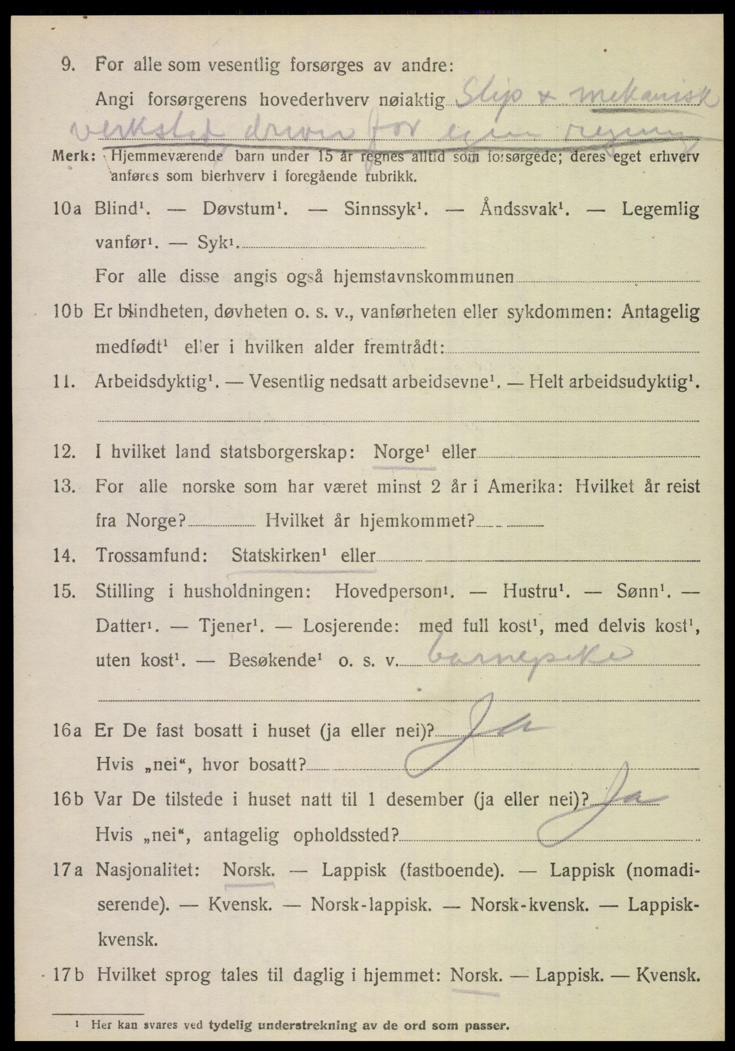 SAT, 1920 census for Sørfold, 1920, p. 6092