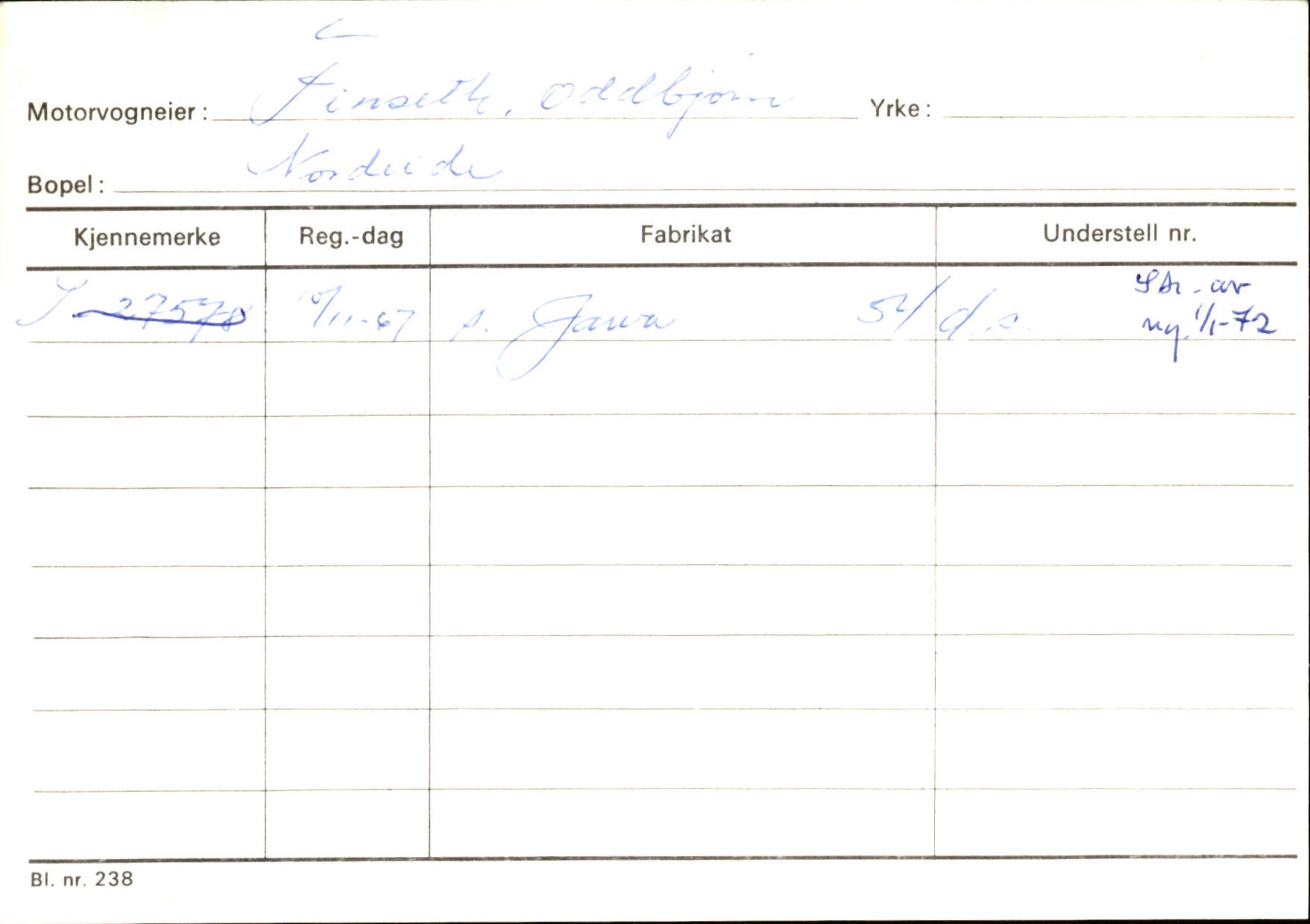 Statens vegvesen, Sogn og Fjordane vegkontor, SAB/A-5301/4/F/L0130: Eigarregister Eid T-Å. Høyanger A-O, 1945-1975, p. 989