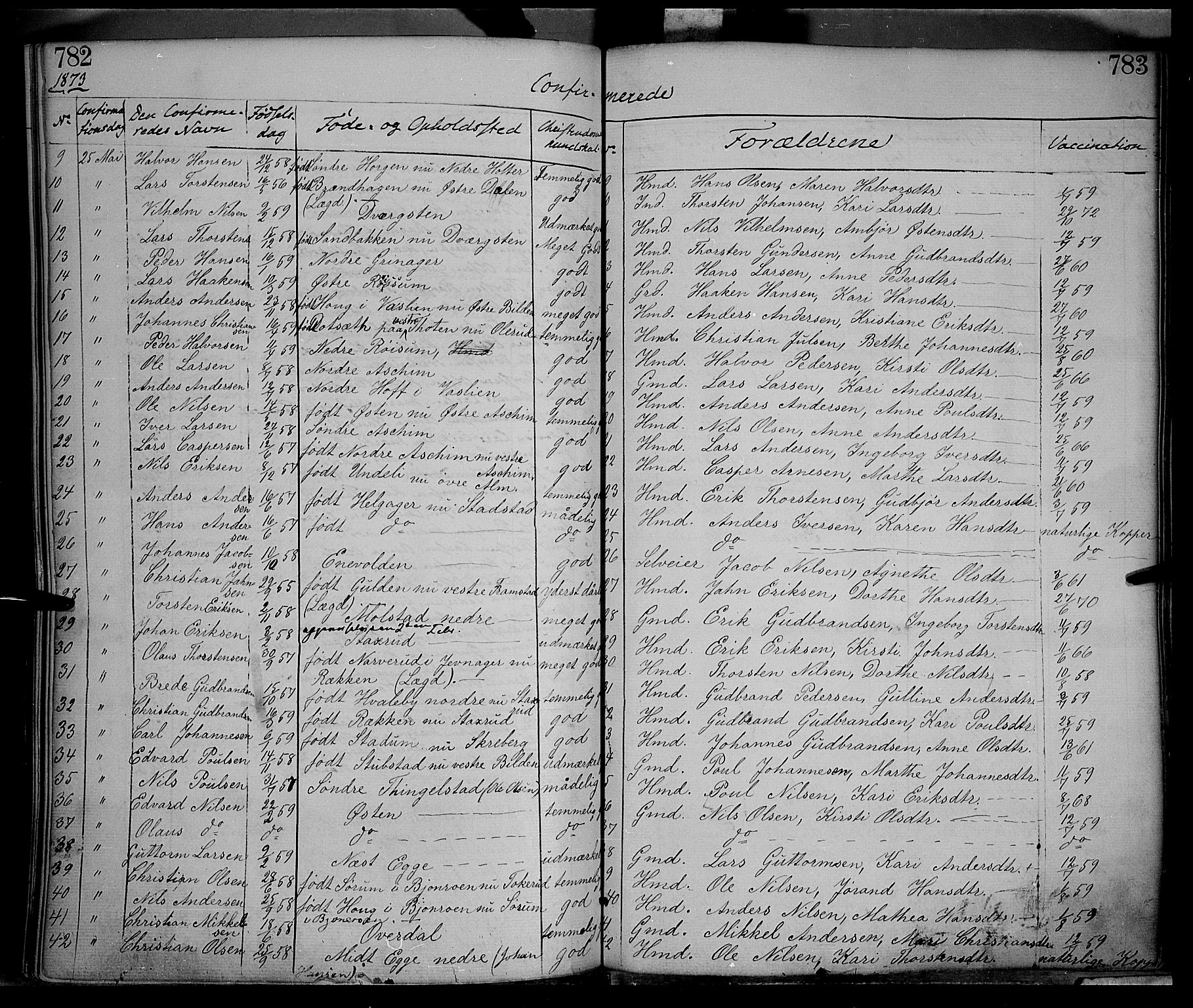 Gran prestekontor, AV/SAH-PREST-112/H/Ha/Haa/L0012: Parish register (official) no. 12, 1856-1874, p. 782-783