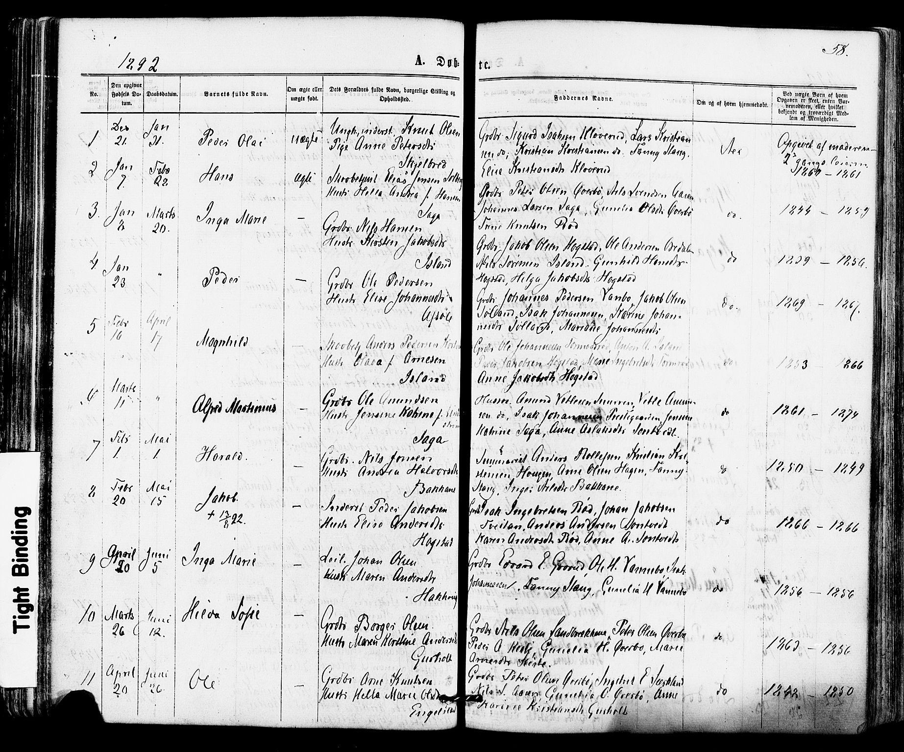 Siljan kirkebøker, SAKO/A-300/F/Fa/L0002: Parish register (official) no. 2, 1870-1895, p. 58