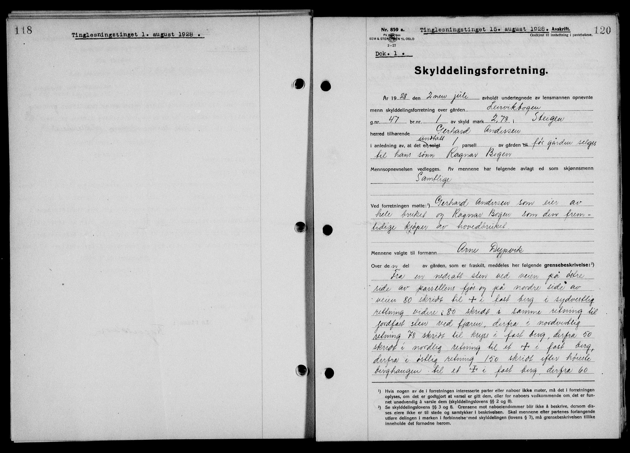 Steigen og Ofoten sorenskriveri, SAT/A-0030/1/2/2C/L0015/0002: Mortgage book no. 16 og 17-I, 1927-1928, Deed date: 15.08.1928