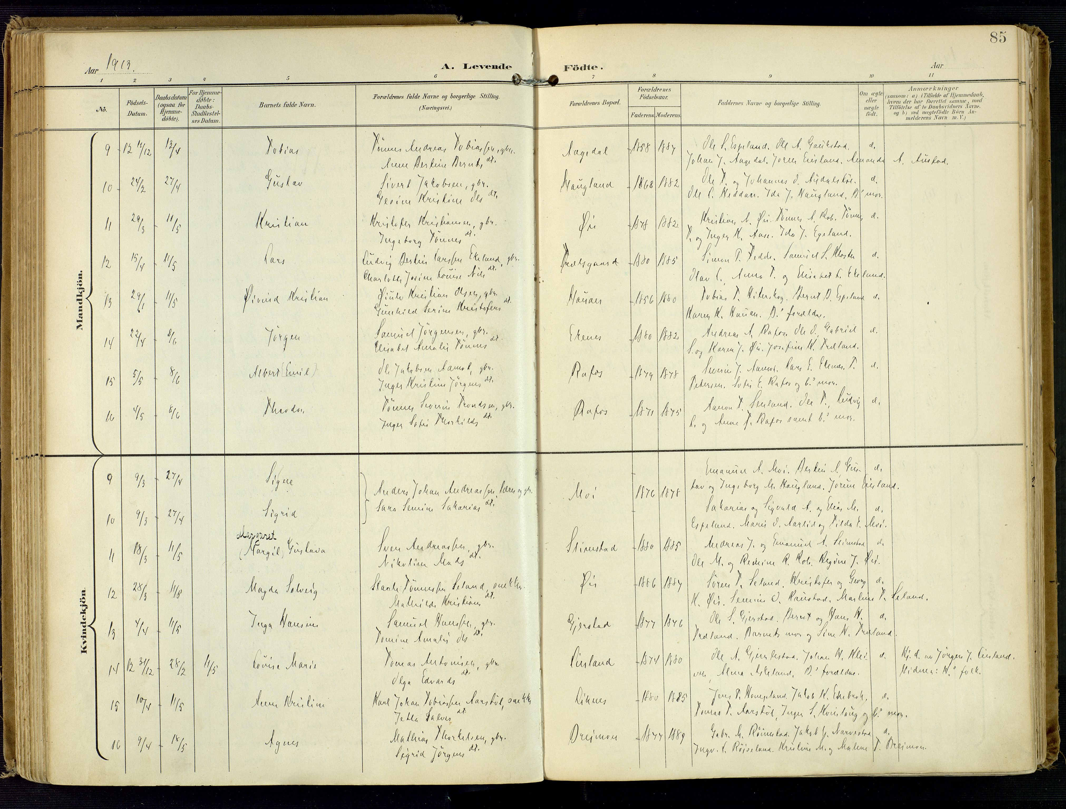 Kvinesdal sokneprestkontor, SAK/1111-0026/F/Fa/Fab/L0009: Parish register (official) no. A 9, 1898-1915, p. 85