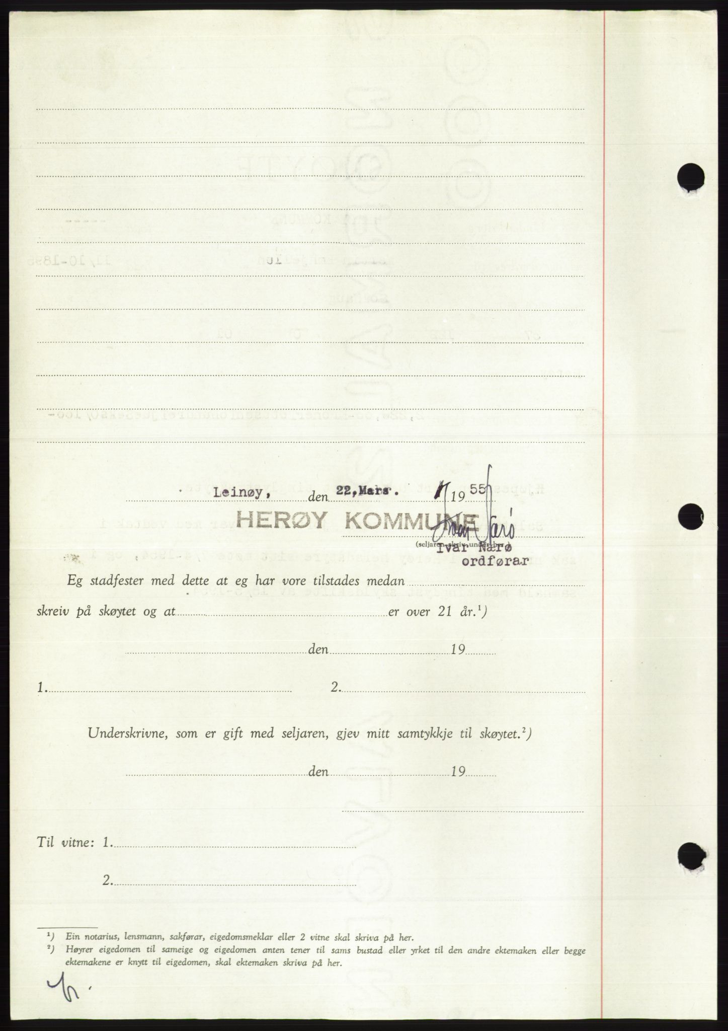 Søre Sunnmøre sorenskriveri, AV/SAT-A-4122/1/2/2C/L0100: Mortgage book no. 26A, 1954-1955, Diary no: : 1105/1955