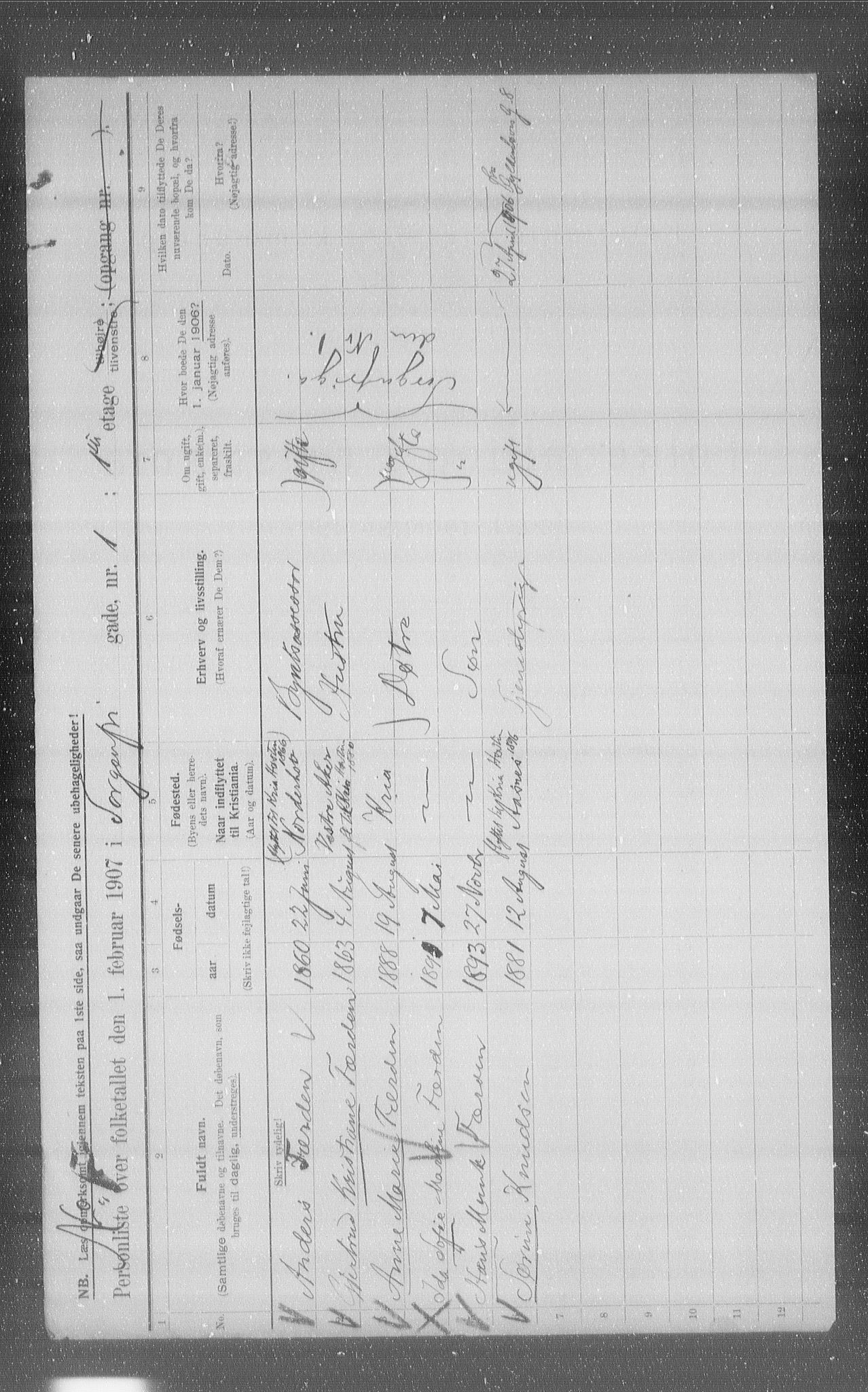 OBA, Municipal Census 1907 for Kristiania, 1907, p. 50982