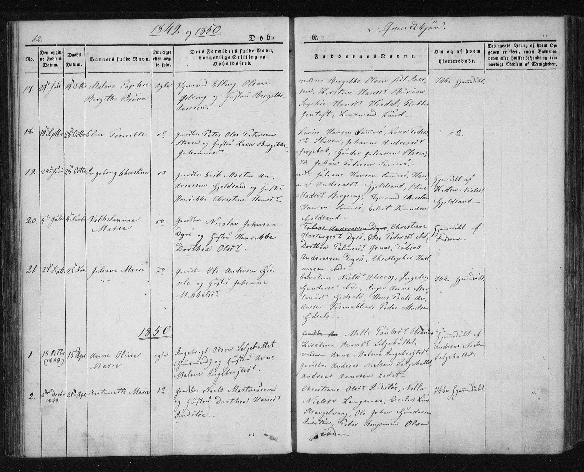 Ministerialprotokoller, klokkerbøker og fødselsregistre - Nordland, SAT/A-1459/893/L1332: Parish register (official) no. 893A05, 1841-1858, p. 62