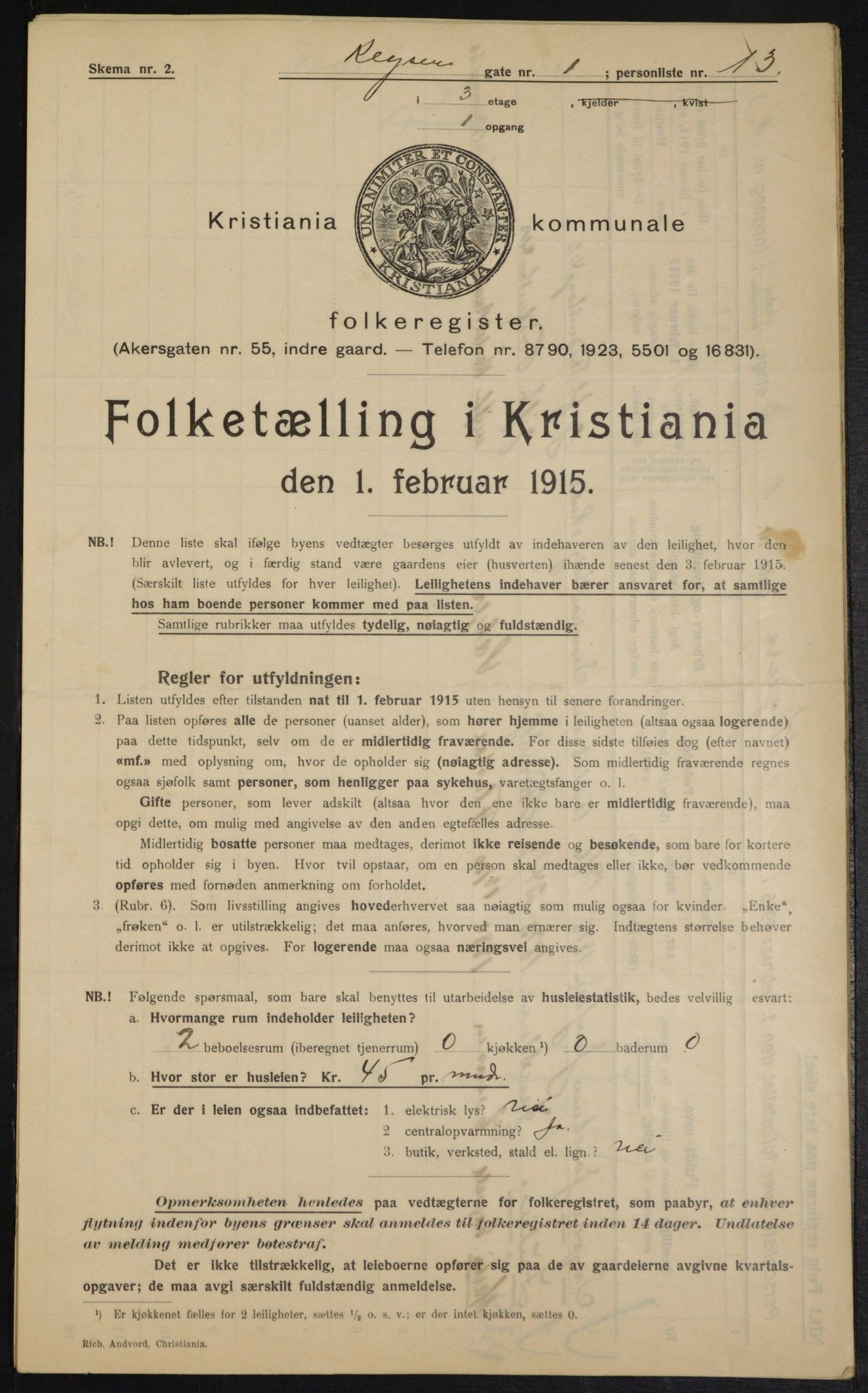 OBA, Municipal Census 1915 for Kristiania, 1915, p. 48709