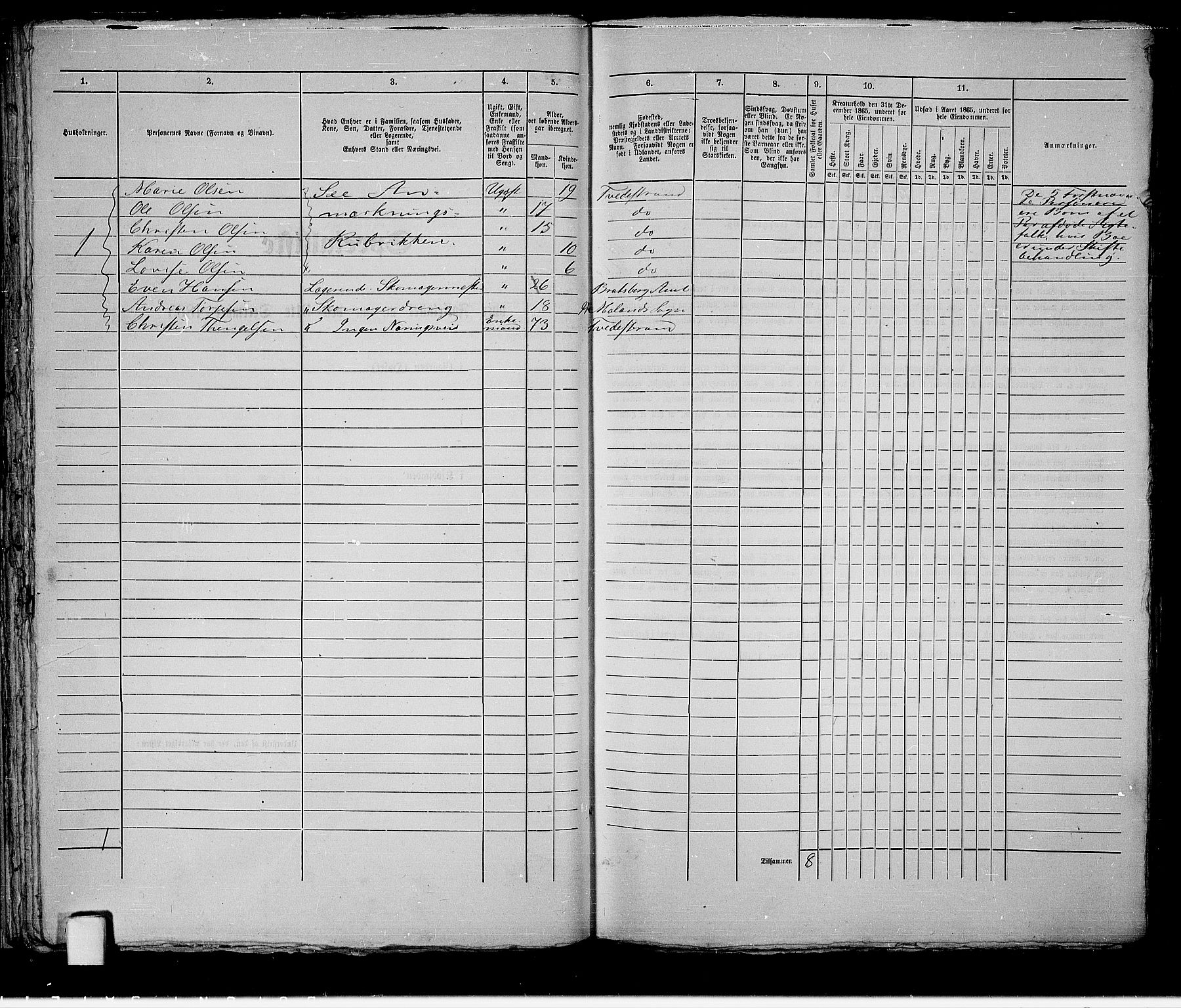 RA, 1865 census for Holt/Tvedestrand, 1865, p. 48