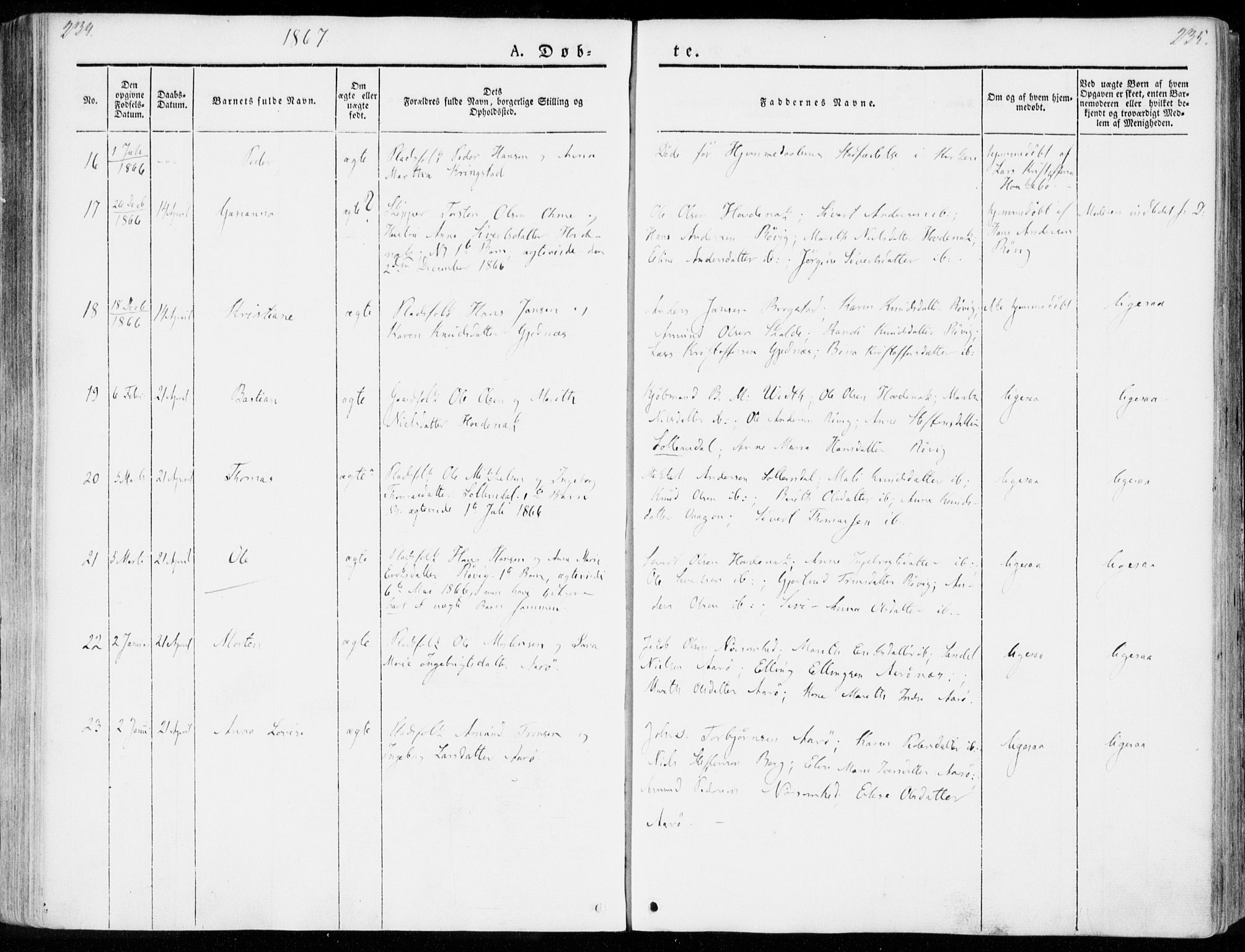 Ministerialprotokoller, klokkerbøker og fødselsregistre - Møre og Romsdal, AV/SAT-A-1454/555/L0653: Parish register (official) no. 555A04, 1843-1869, p. 234-235