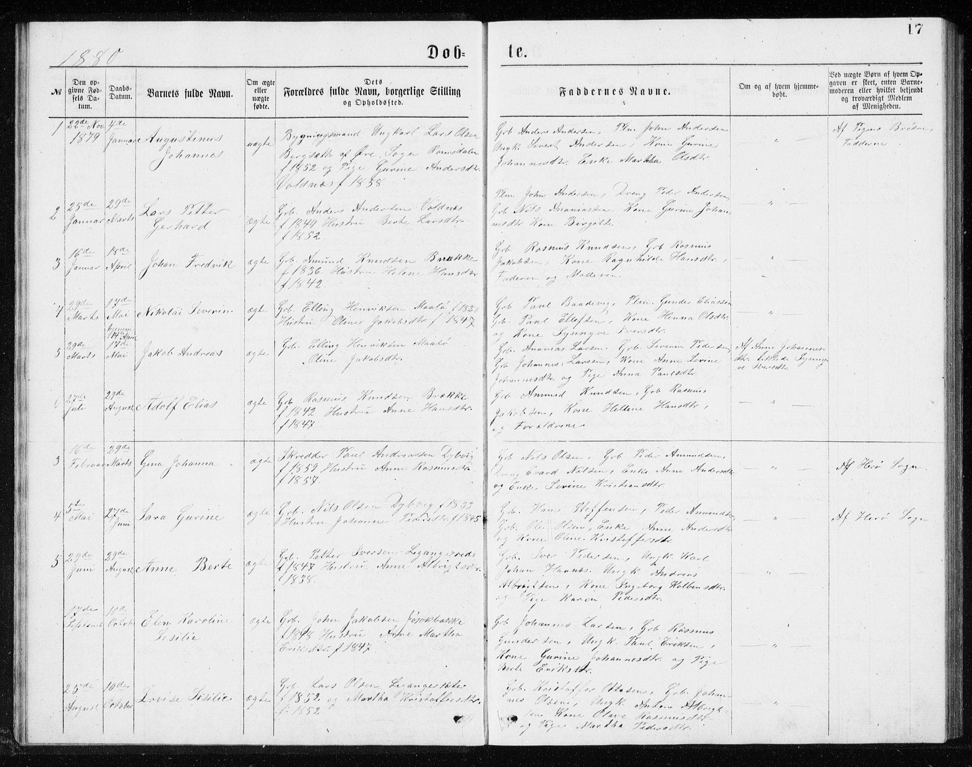 Ministerialprotokoller, klokkerbøker og fødselsregistre - Møre og Romsdal, AV/SAT-A-1454/508/L0097: Parish register (copy) no. 508C01, 1873-1897, p. 17