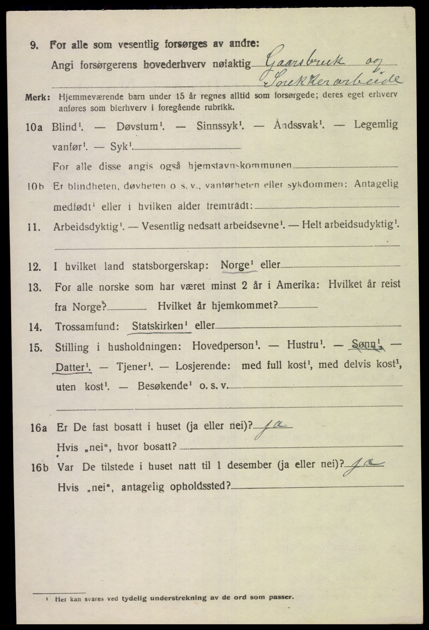 SAK, 1920 census for Austad, 1920, p. 2486