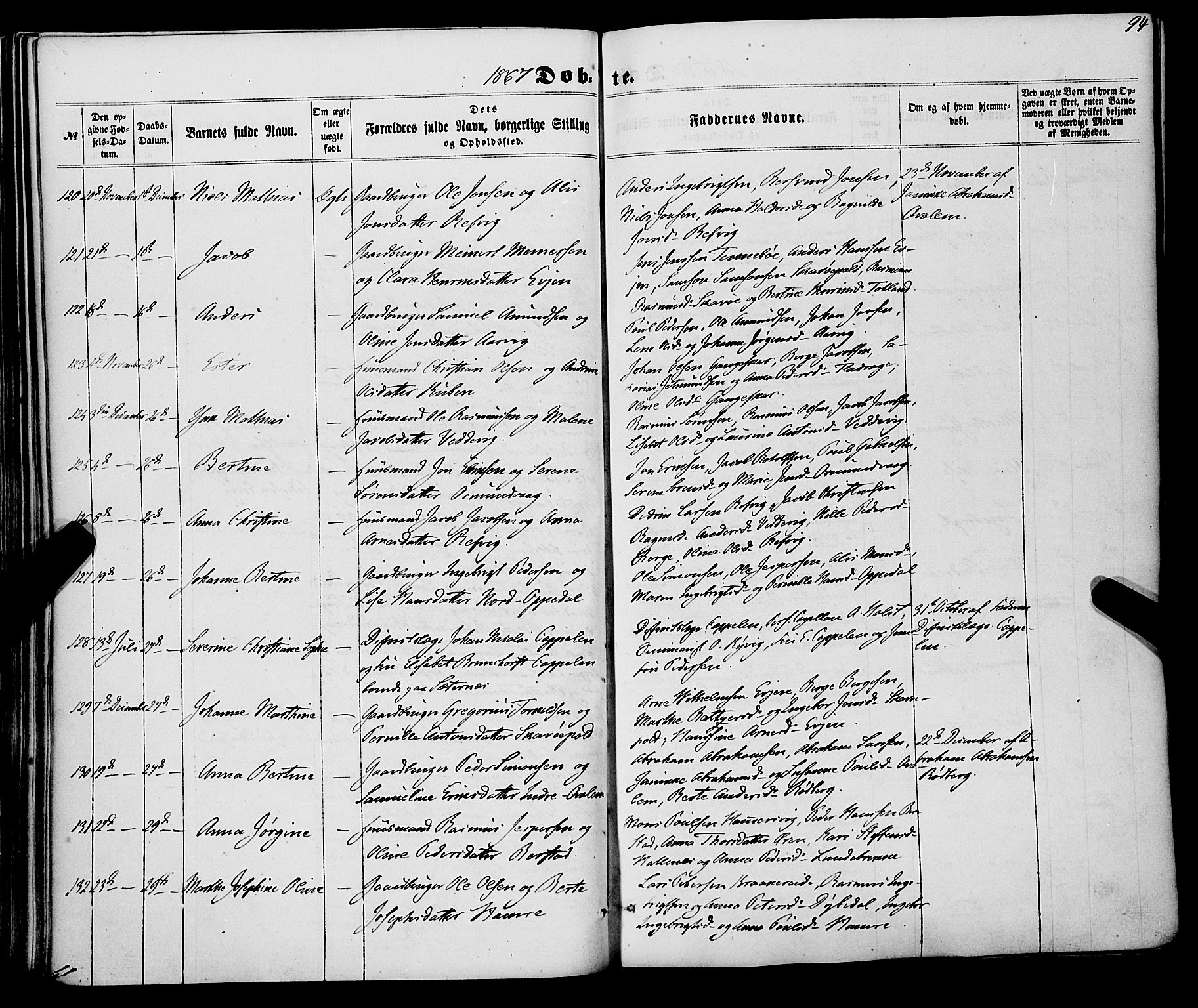 Selje sokneprestembete, AV/SAB-A-99938/H/Ha/Haa/Haaa: Parish register (official) no. A 11, 1858-1870, p. 94