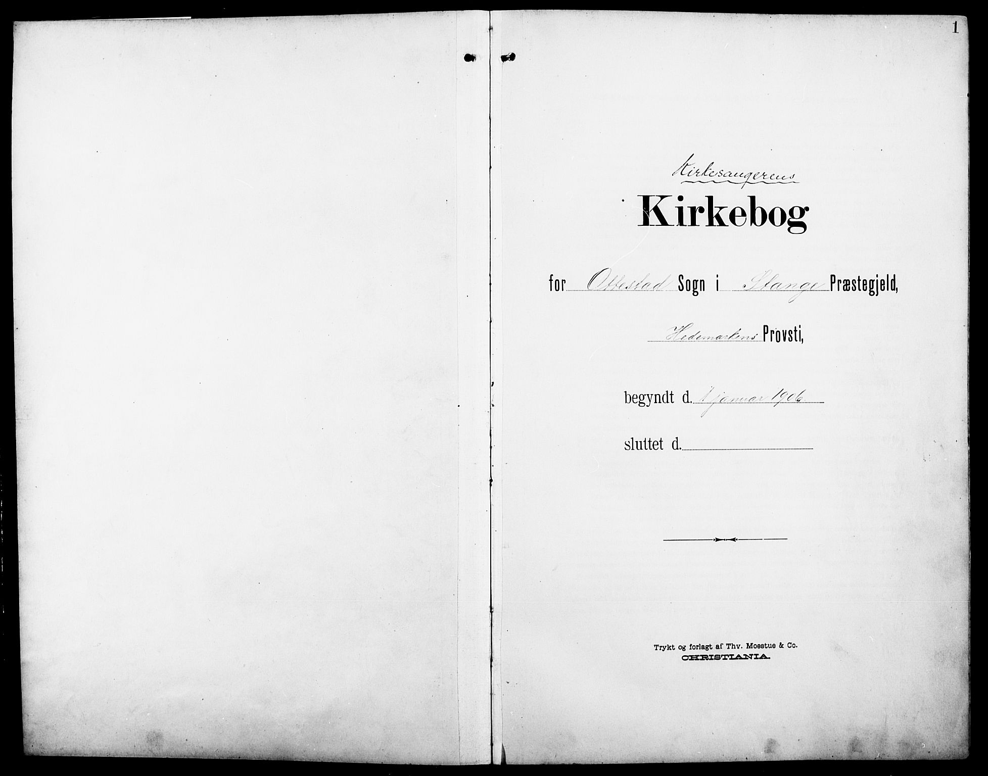 Stange prestekontor, SAH/PREST-002/L/L0013: Parish register (copy) no. 13, 1906-1915, p. 1