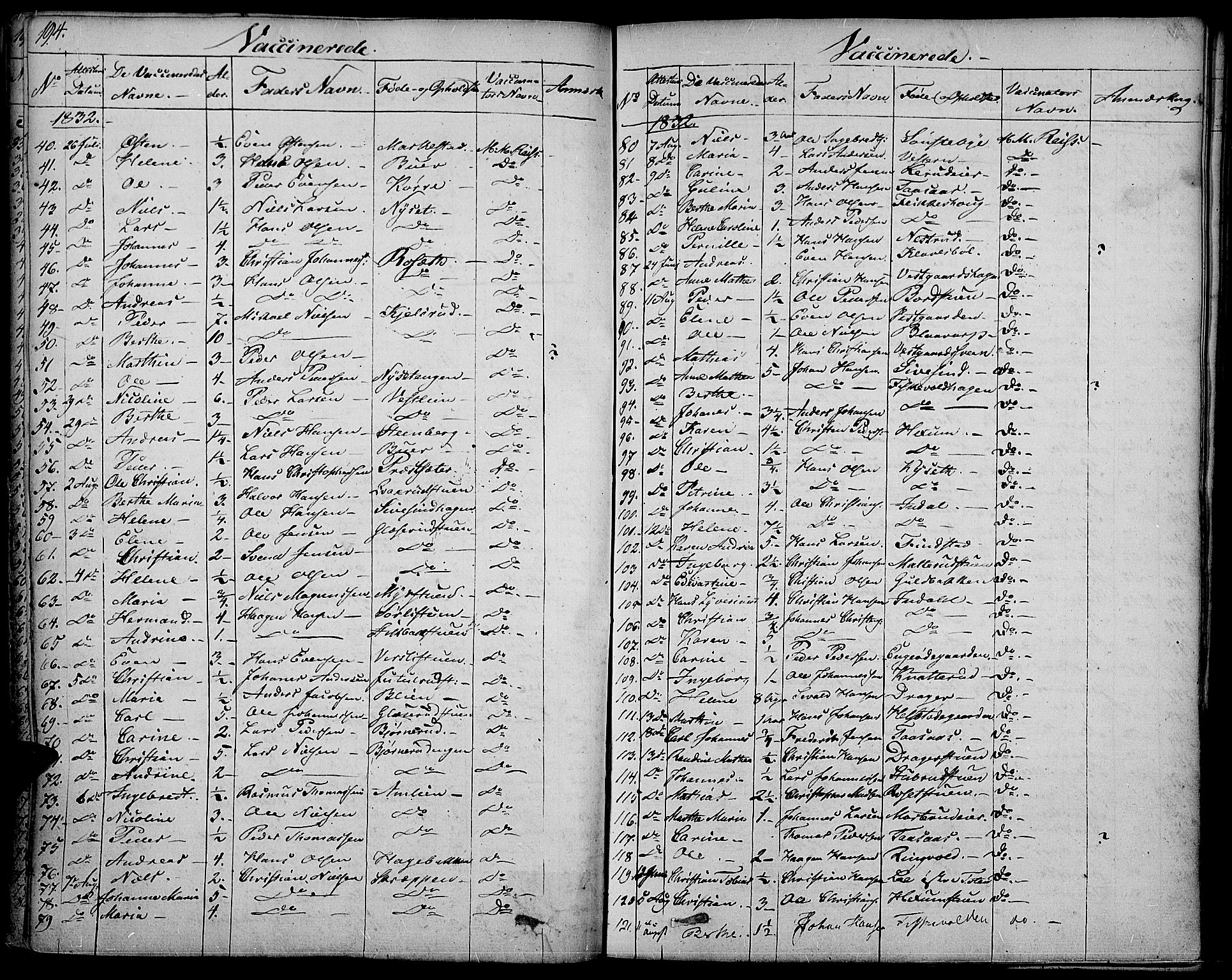 Vestre Toten prestekontor, AV/SAH-PREST-108/H/Ha/Haa/L0002: Parish register (official) no. 2, 1825-1837, p. 194