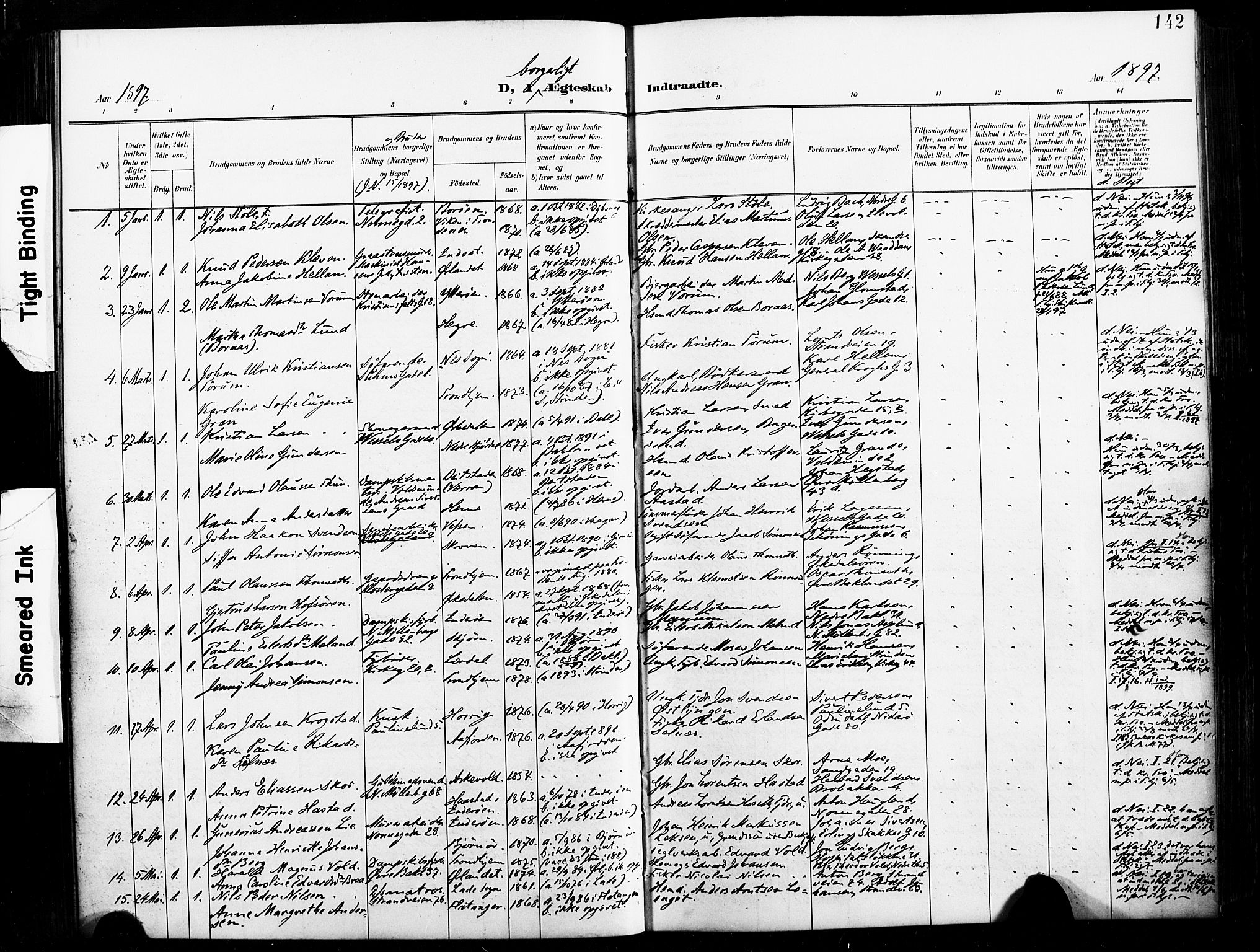 Ministerialprotokoller, klokkerbøker og fødselsregistre - Sør-Trøndelag, SAT/A-1456/604/L0198: Parish register (official) no. 604A19, 1893-1900, p. 142