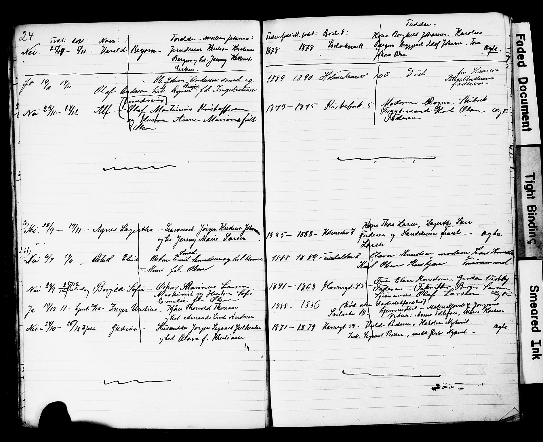 Strømsø kirkebøker, AV/SAKO-A-246/Y/Yb/L0002: Parish register draft no. II 2, 1907-1915, p. 24