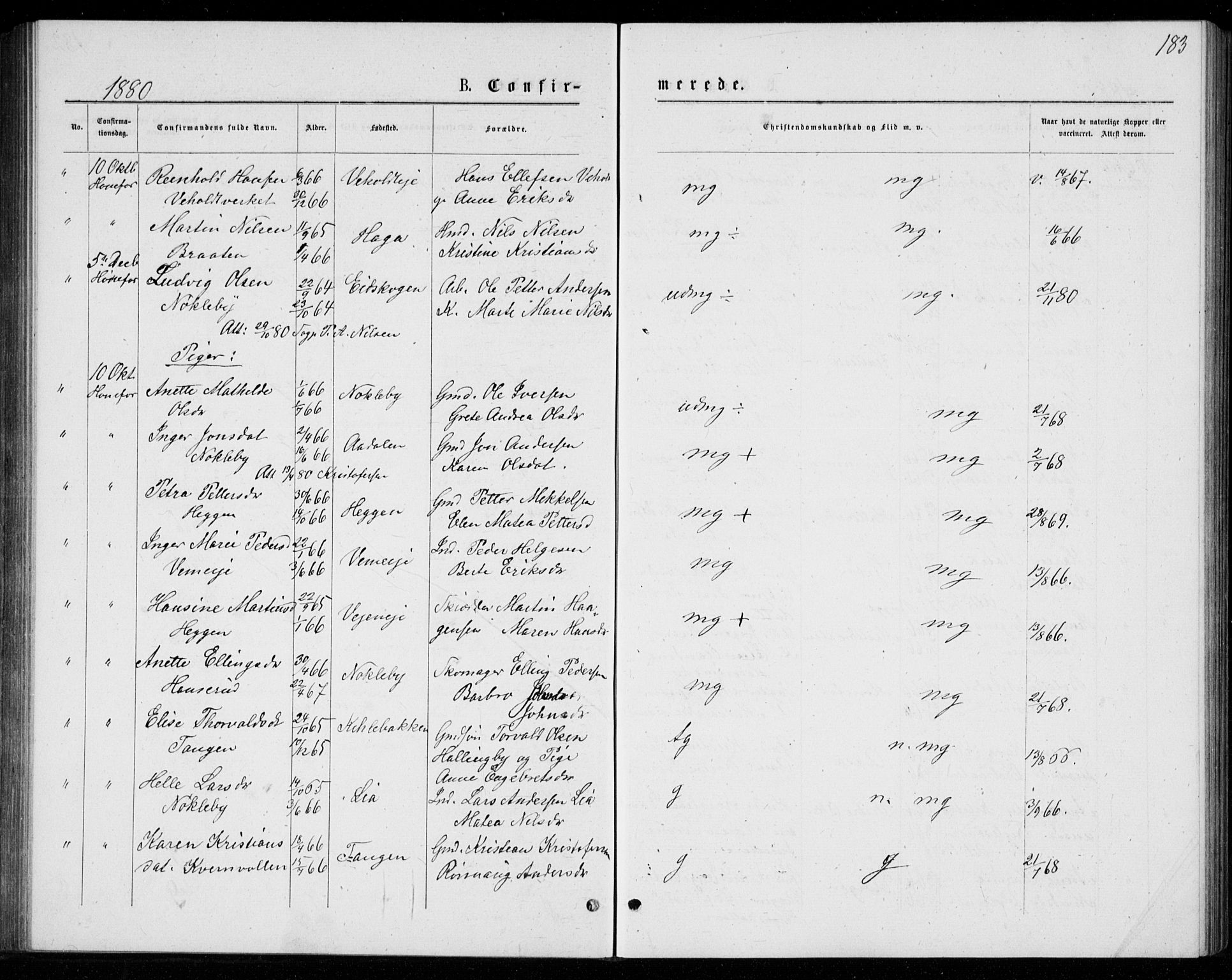 Norderhov kirkebøker, AV/SAKO-A-237/G/Ga/L0007: Parish register (copy) no. I 7, 1877-1887, p. 183