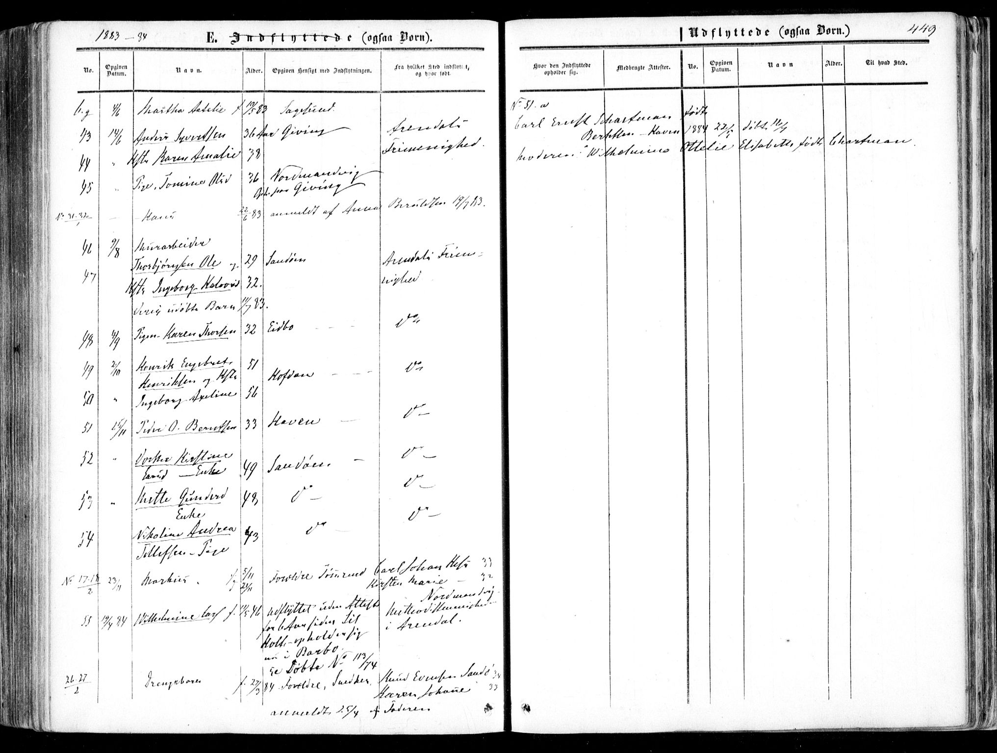 Dypvåg sokneprestkontor, SAK/1111-0007/F/Fa/Faa/L0006: Parish register (official) no. A 6, 1855-1872, p. 449