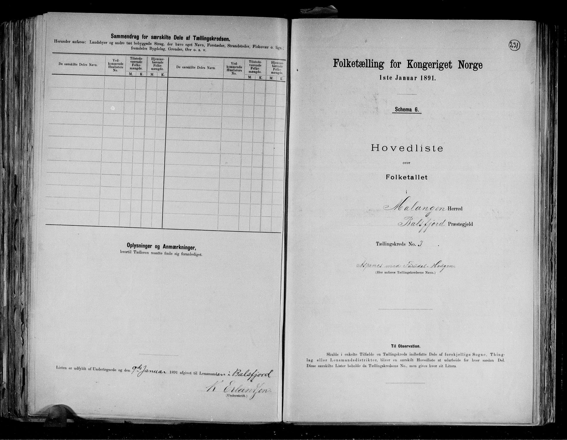 RA, 1891 census for 1932 Malangen, 1891, p. 8