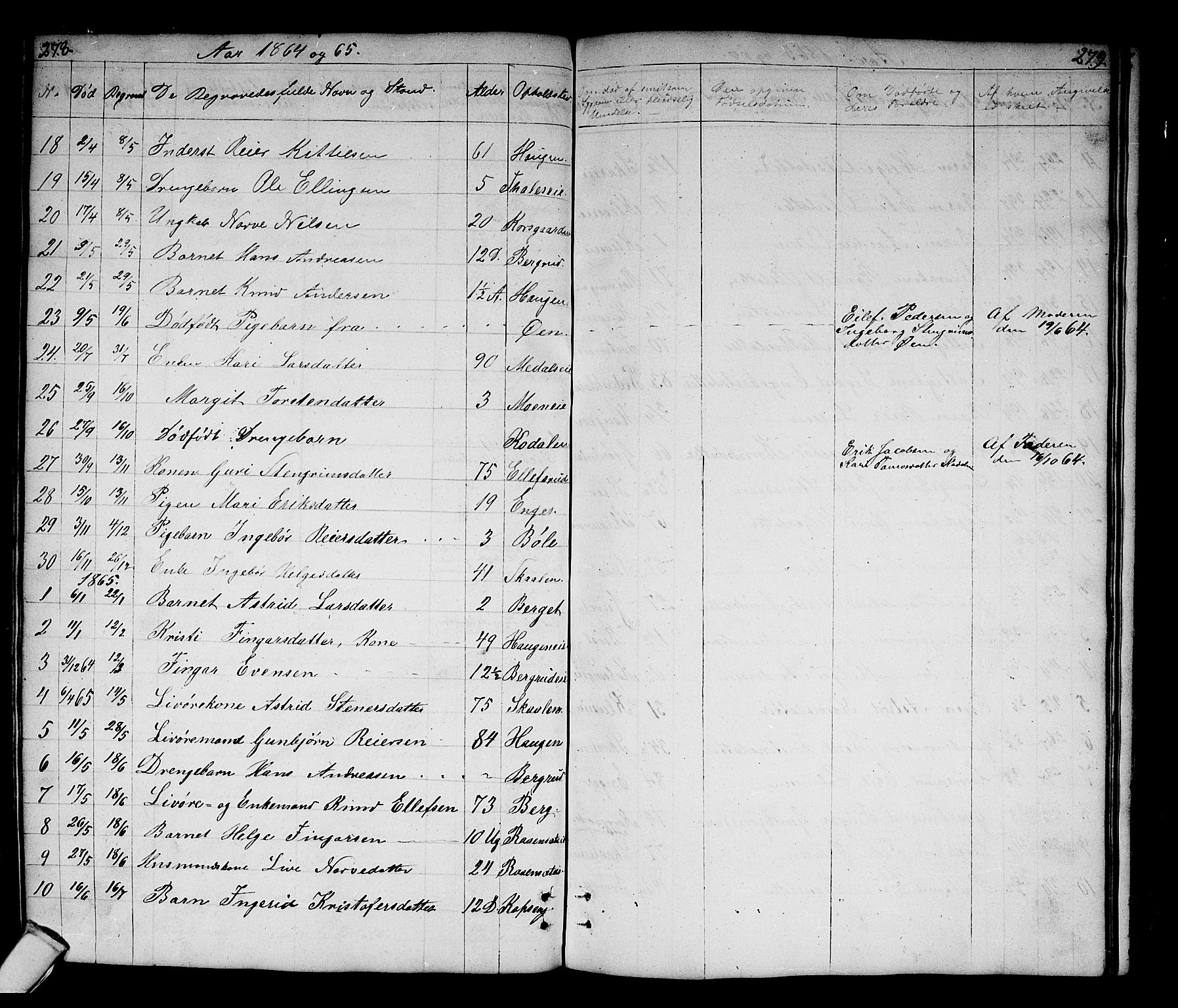 Sigdal kirkebøker, SAKO/A-245/G/Gb/L0001: Parish register (copy) no. II 1, 1841-1874, p. 278-279