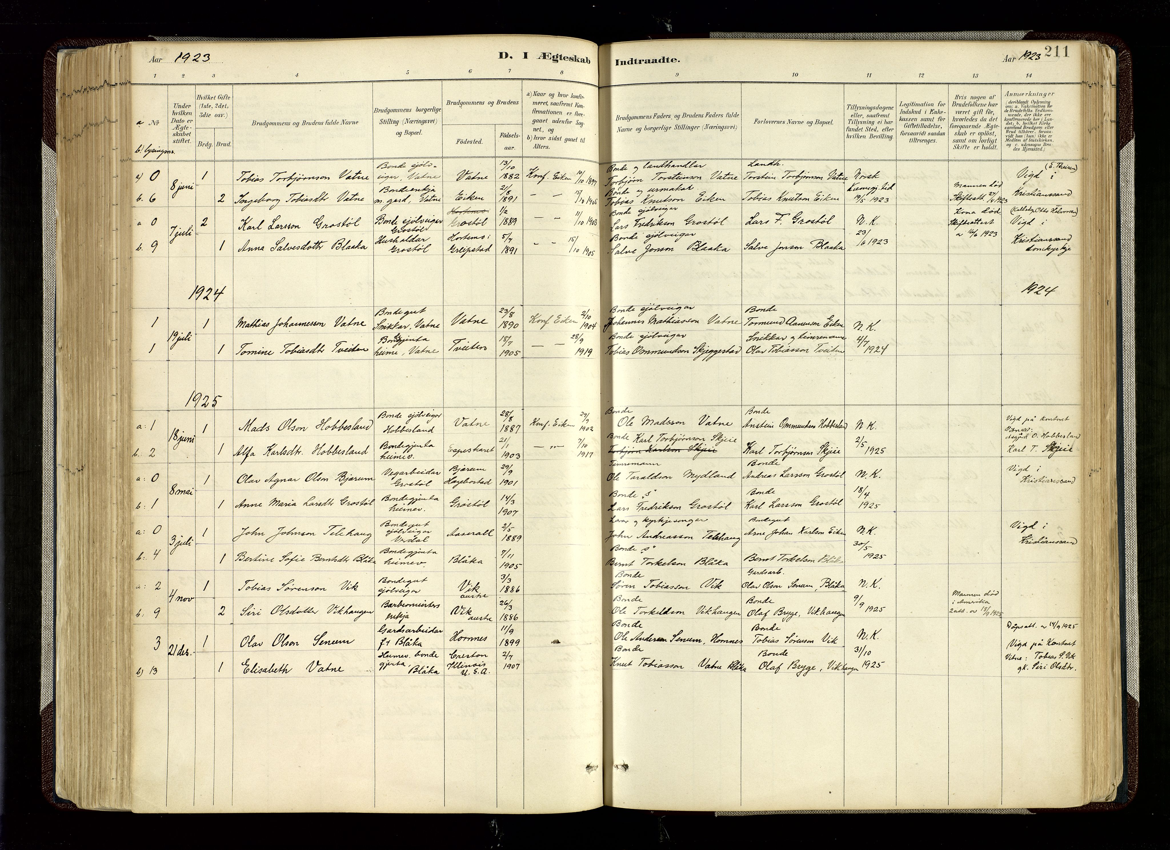 Hægebostad sokneprestkontor, SAK/1111-0024/F/Fa/Fab/L0004: Parish register (official) no. A 4, 1887-1929, p. 211