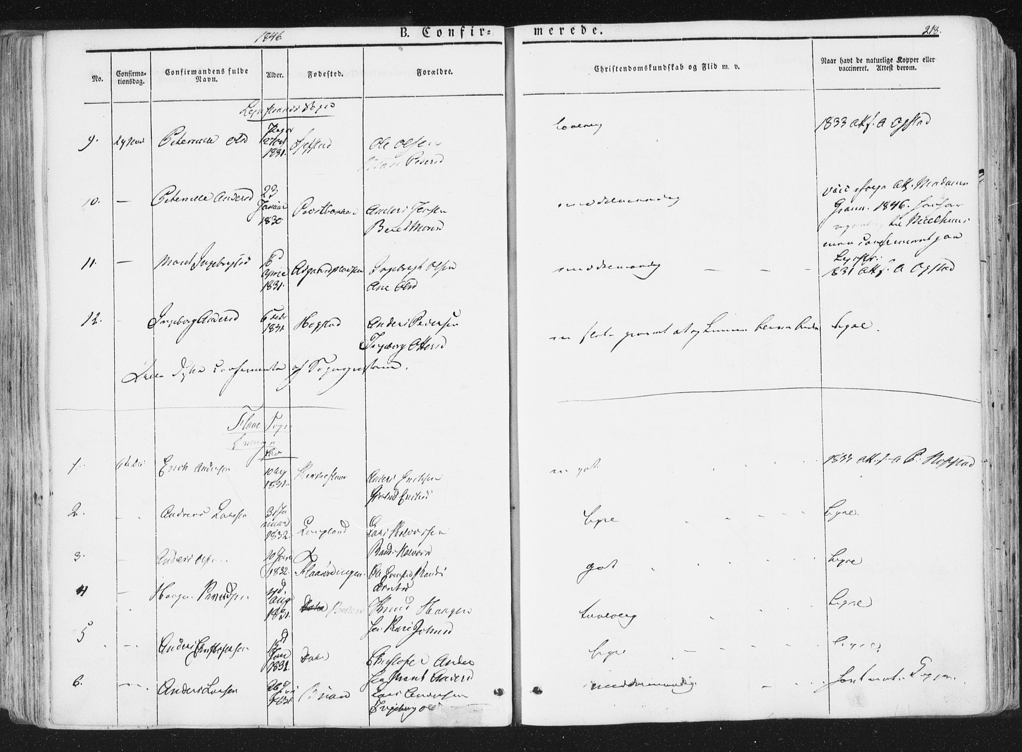 Ministerialprotokoller, klokkerbøker og fødselsregistre - Sør-Trøndelag, AV/SAT-A-1456/691/L1074: Parish register (official) no. 691A06, 1842-1852, p. 218