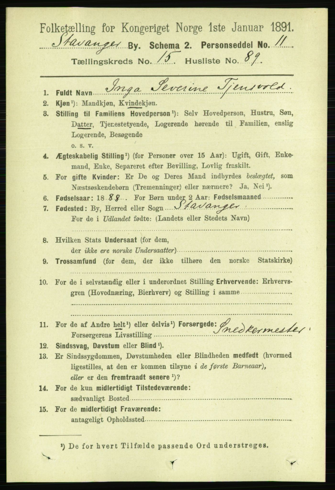 RA, 1891 census for 1103 Stavanger, 1891, p. 18727