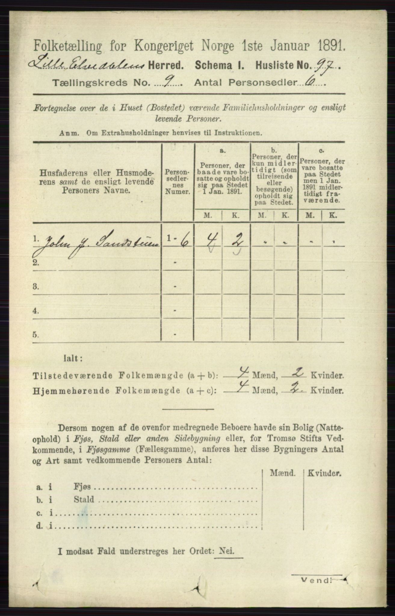 RA, 1891 census for 0438 Lille Elvedalen, 1891, p. 2798