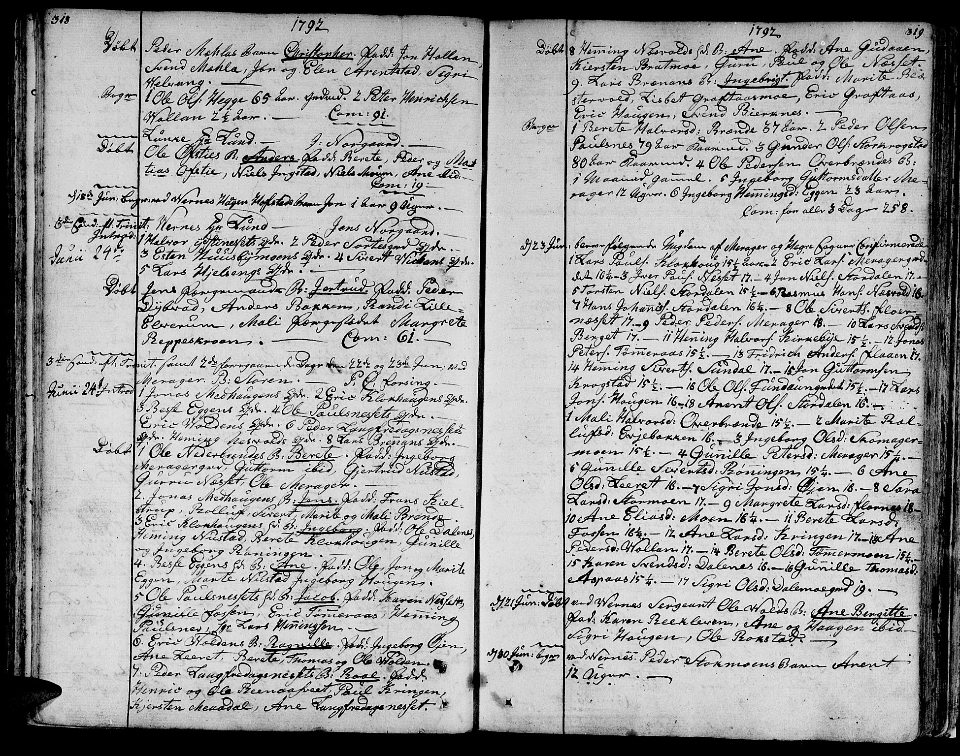 Ministerialprotokoller, klokkerbøker og fødselsregistre - Nord-Trøndelag, SAT/A-1458/709/L0059: Parish register (official) no. 709A06, 1781-1797, p. 318-319