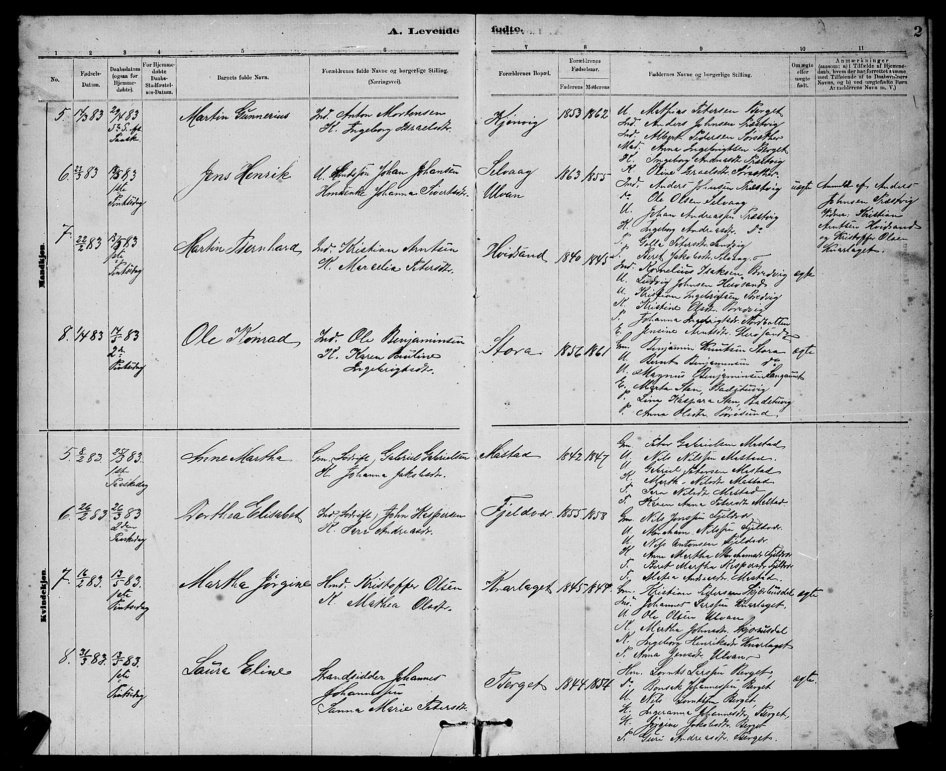Ministerialprotokoller, klokkerbøker og fødselsregistre - Sør-Trøndelag, SAT/A-1456/637/L0562: Parish register (copy) no. 637C03, 1883-1898, p. 2