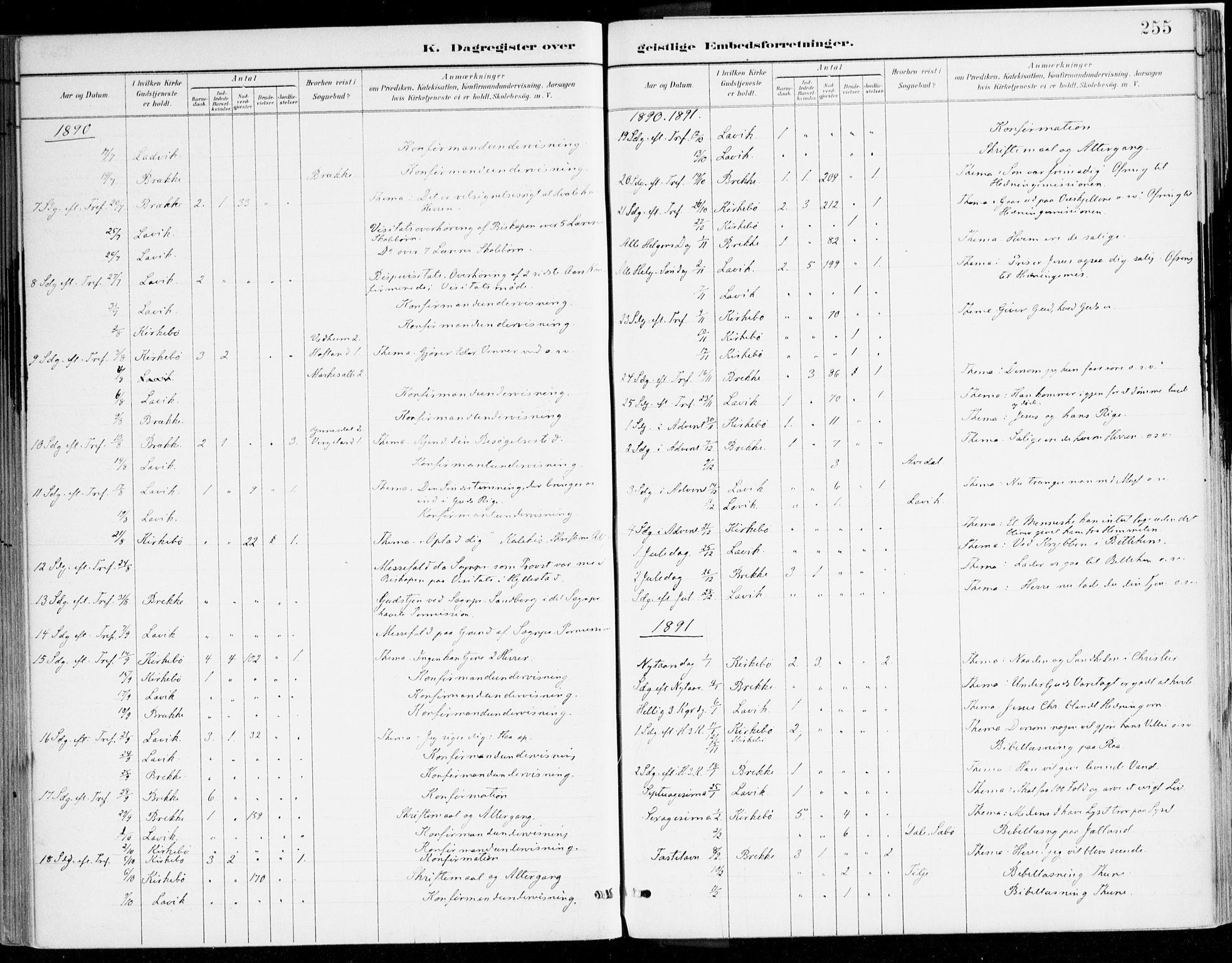 Lavik sokneprestembete, AV/SAB-A-80901: Parish register (official) no. B 1, 1882-1908, p. 255