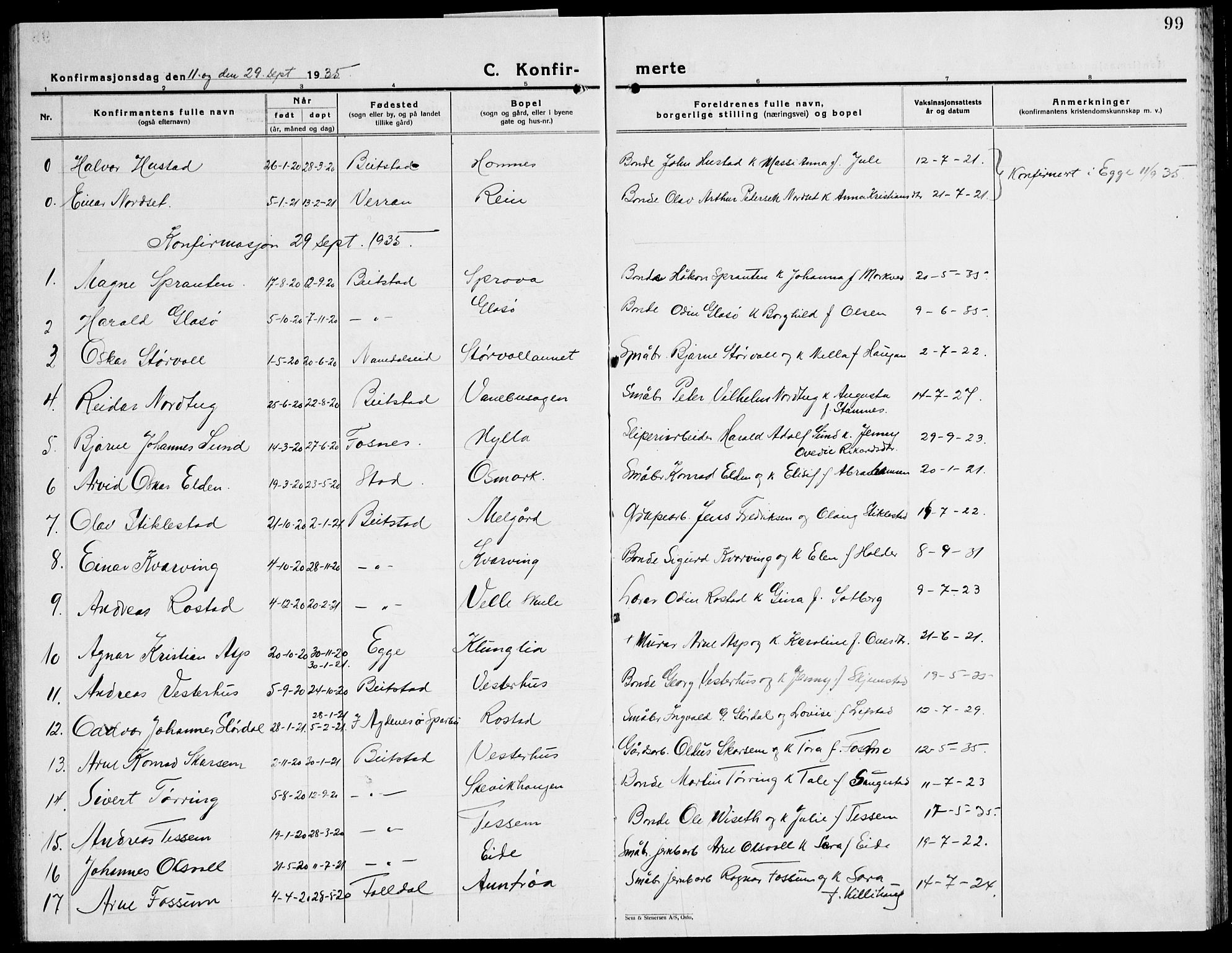 Ministerialprotokoller, klokkerbøker og fødselsregistre - Nord-Trøndelag, SAT/A-1458/741/L0403: Parish register (copy) no. 741C04, 1925-1944, p. 99