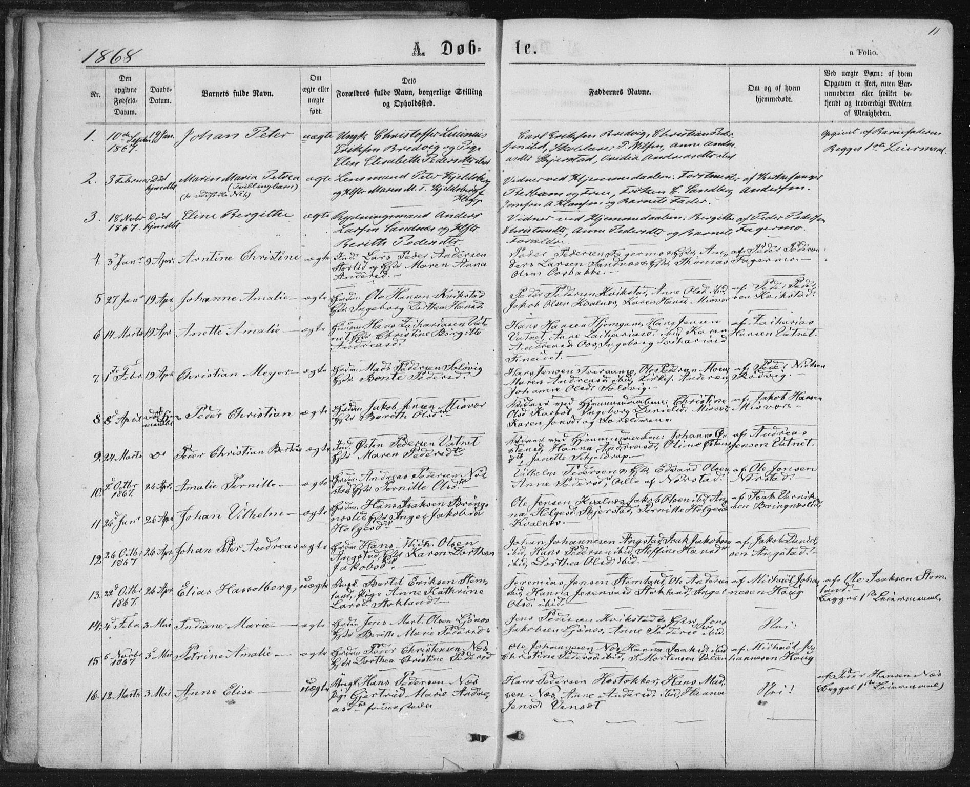 Ministerialprotokoller, klokkerbøker og fødselsregistre - Nordland, AV/SAT-A-1459/852/L0739: Parish register (official) no. 852A09, 1866-1877, p. 11