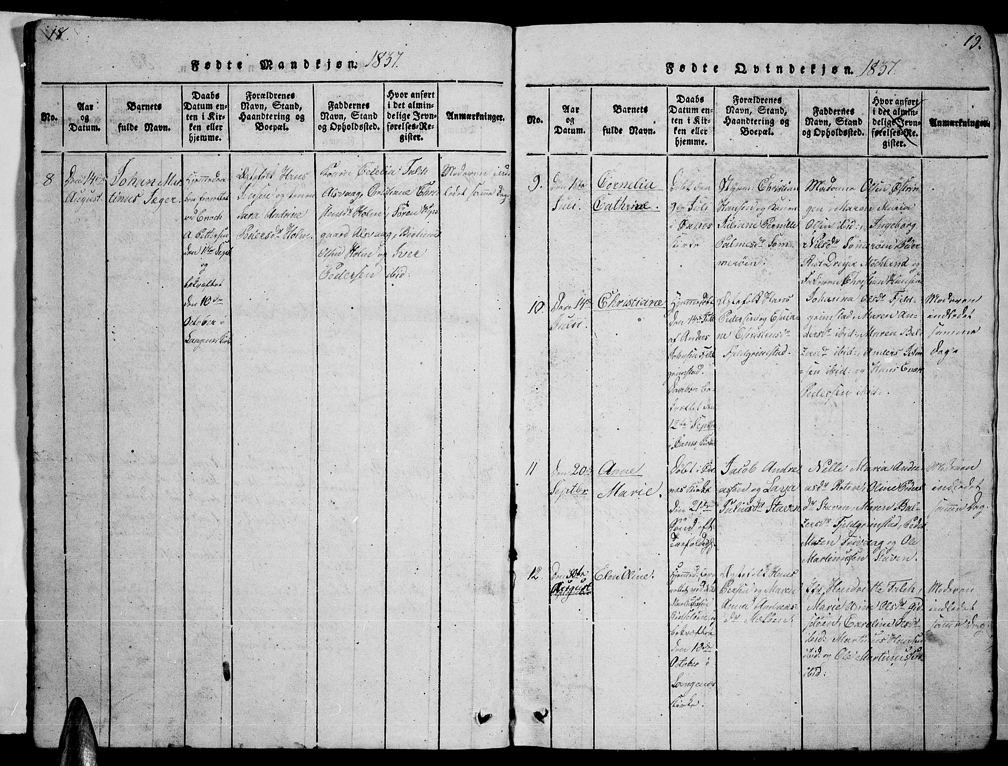 Ministerialprotokoller, klokkerbøker og fødselsregistre - Nordland, AV/SAT-A-1459/893/L1346: Parish register (copy) no. 893C01, 1820-1858, p. 18-19