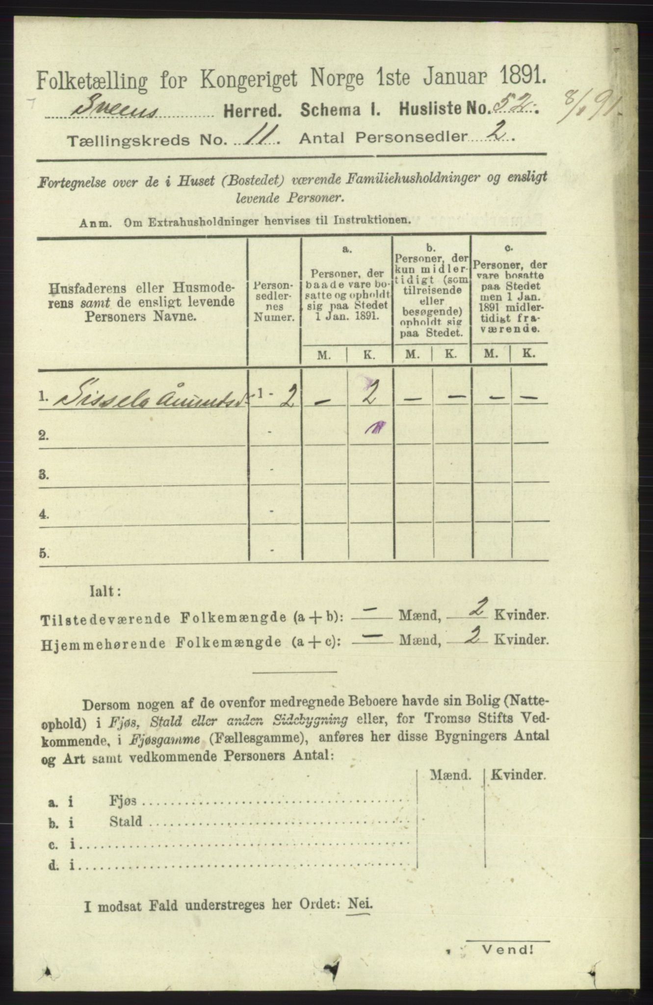 RA, 1891 census for 1216 Sveio, 1891, p. 3120
