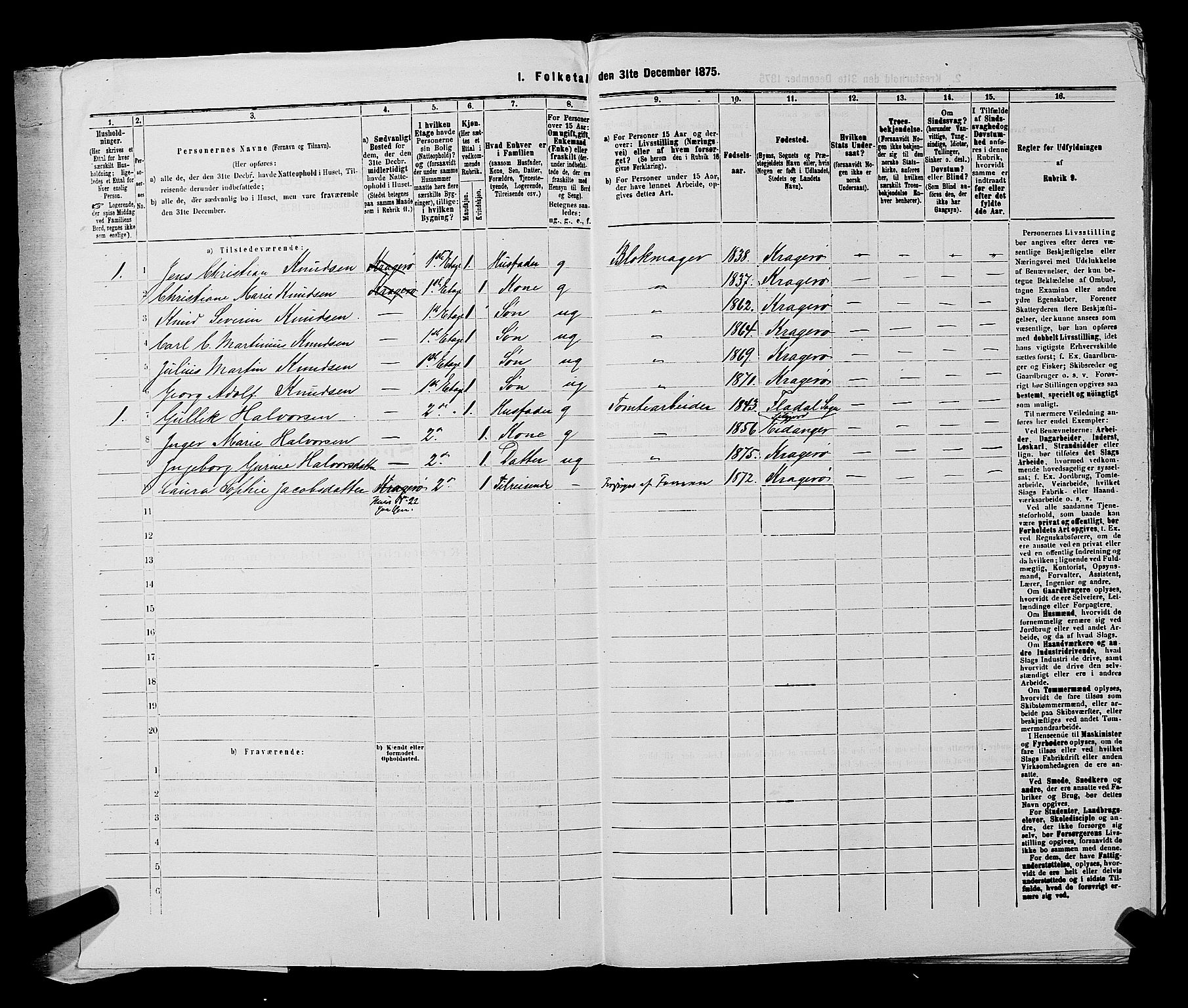 SAKO, 1875 census for 0801P Kragerø, 1875, p. 561