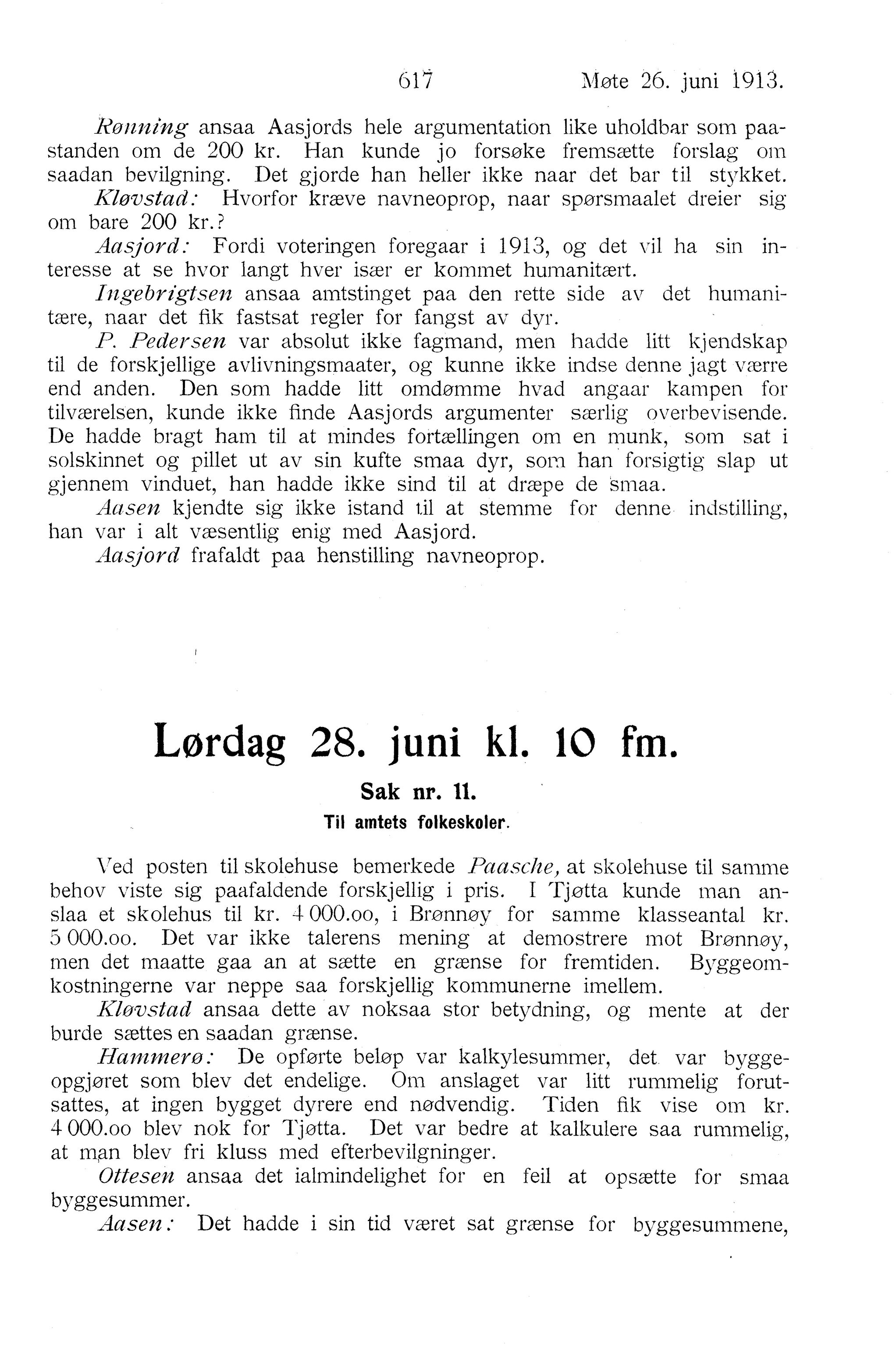 Nordland Fylkeskommune. Fylkestinget, AIN/NFK-17/176/A/Ac/L0036: Fylkestingsforhandlinger 1913, 1913, p. 617