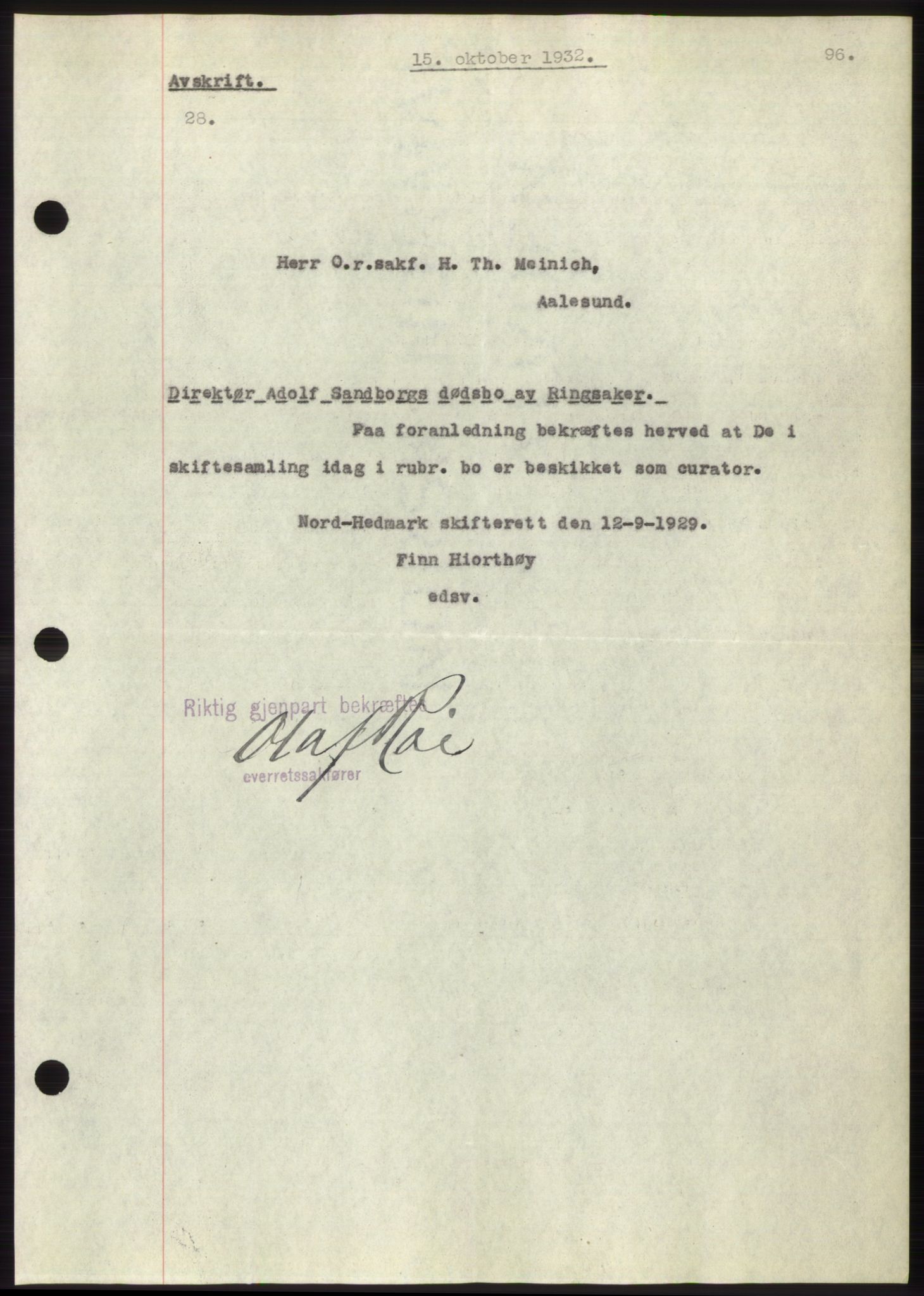 Romsdal sorenskriveri, AV/SAT-A-4149/1/2/2C/L0062: Mortgage book no. 56, 1932-1933, Deed date: 15.10.1932