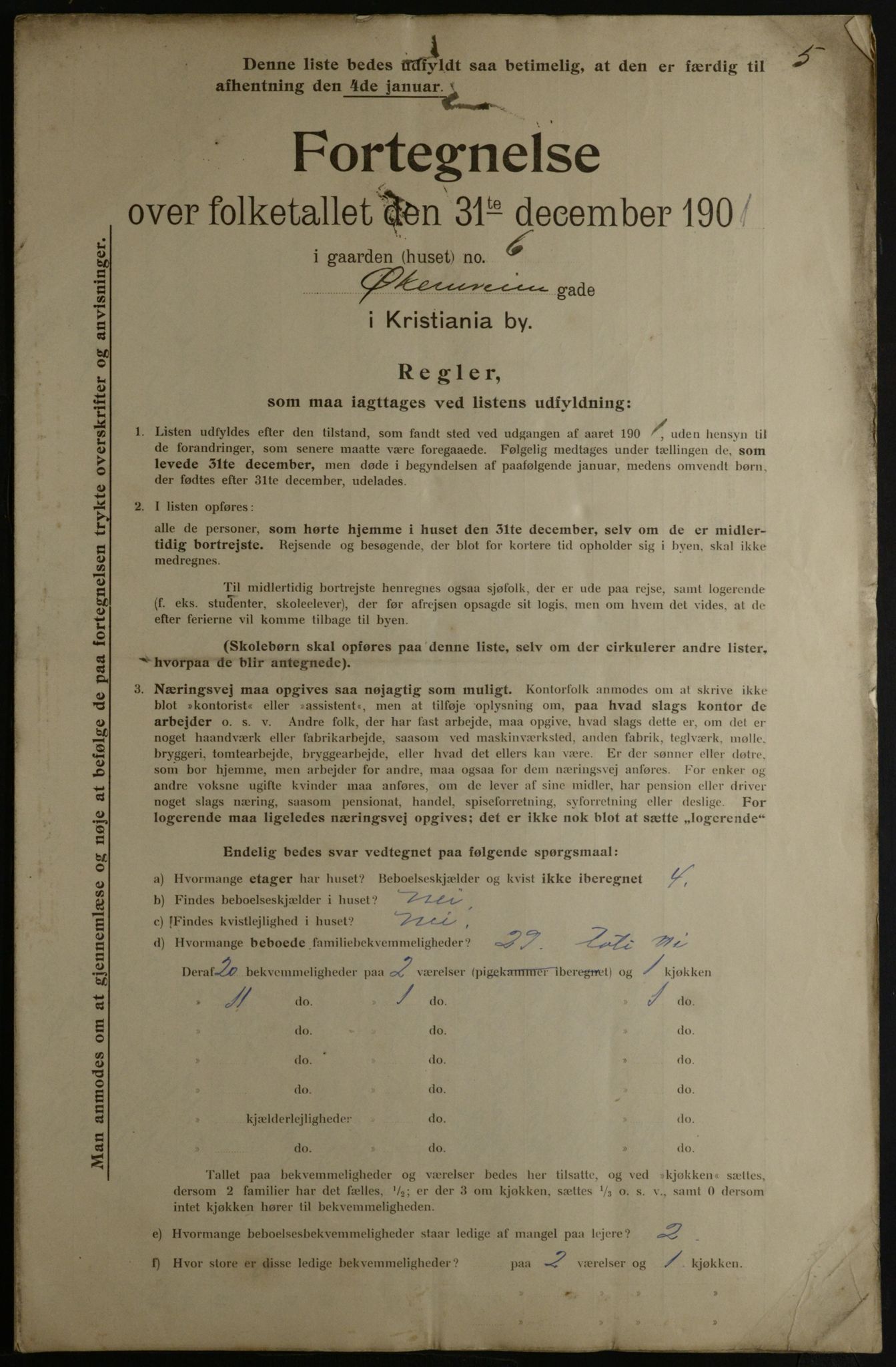 OBA, Municipal Census 1901 for Kristiania, 1901, p. 19652