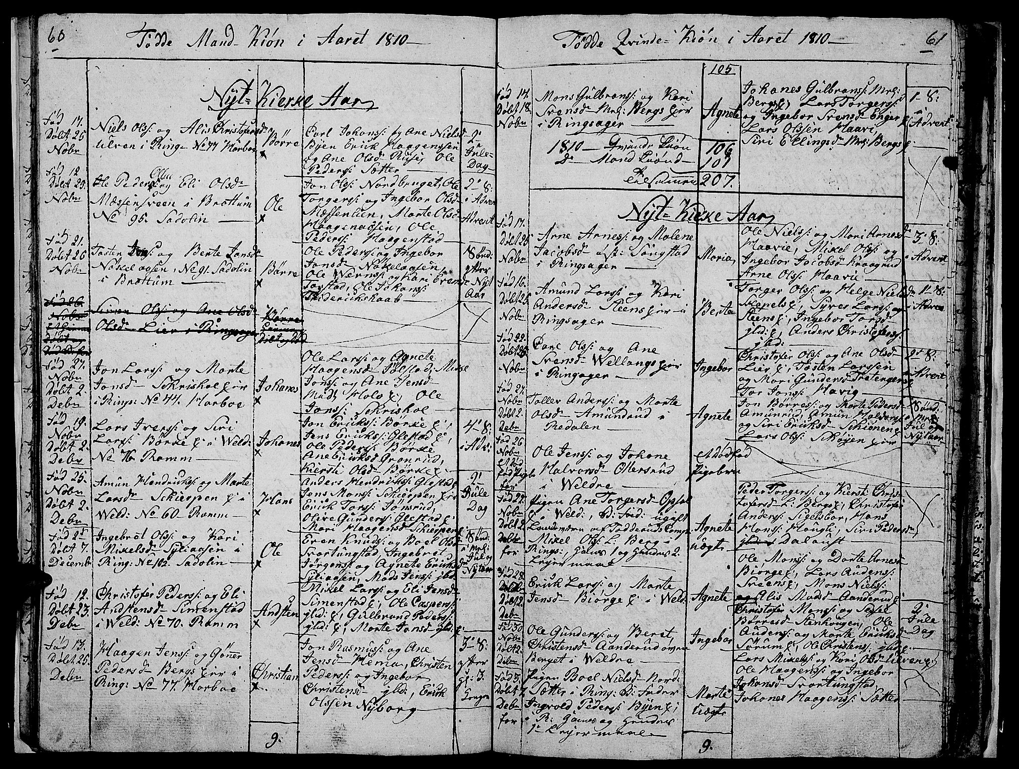 Ringsaker prestekontor, SAH/PREST-014/I/Ia/L0005/0008: Parish register draft no. 1H, 1807-1811, p. 60-61