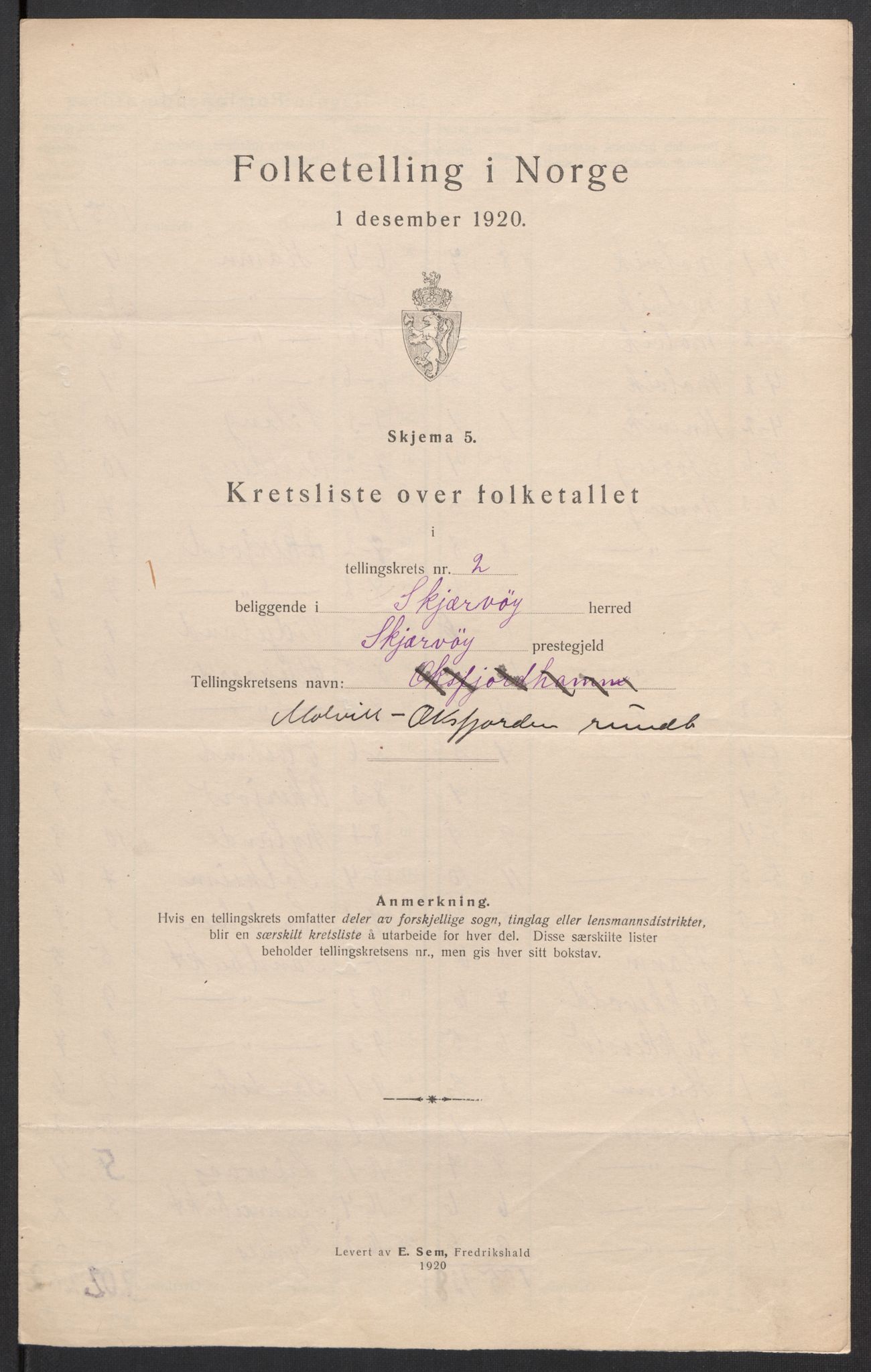 SATØ, 1920 census for Skjervøy, 1920, p. 9