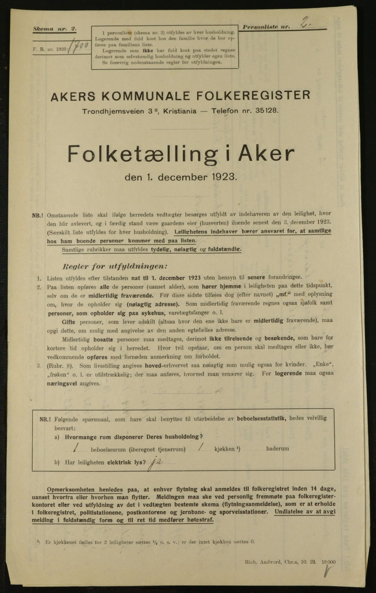 , Municipal Census 1923 for Aker, 1923, p. 33309