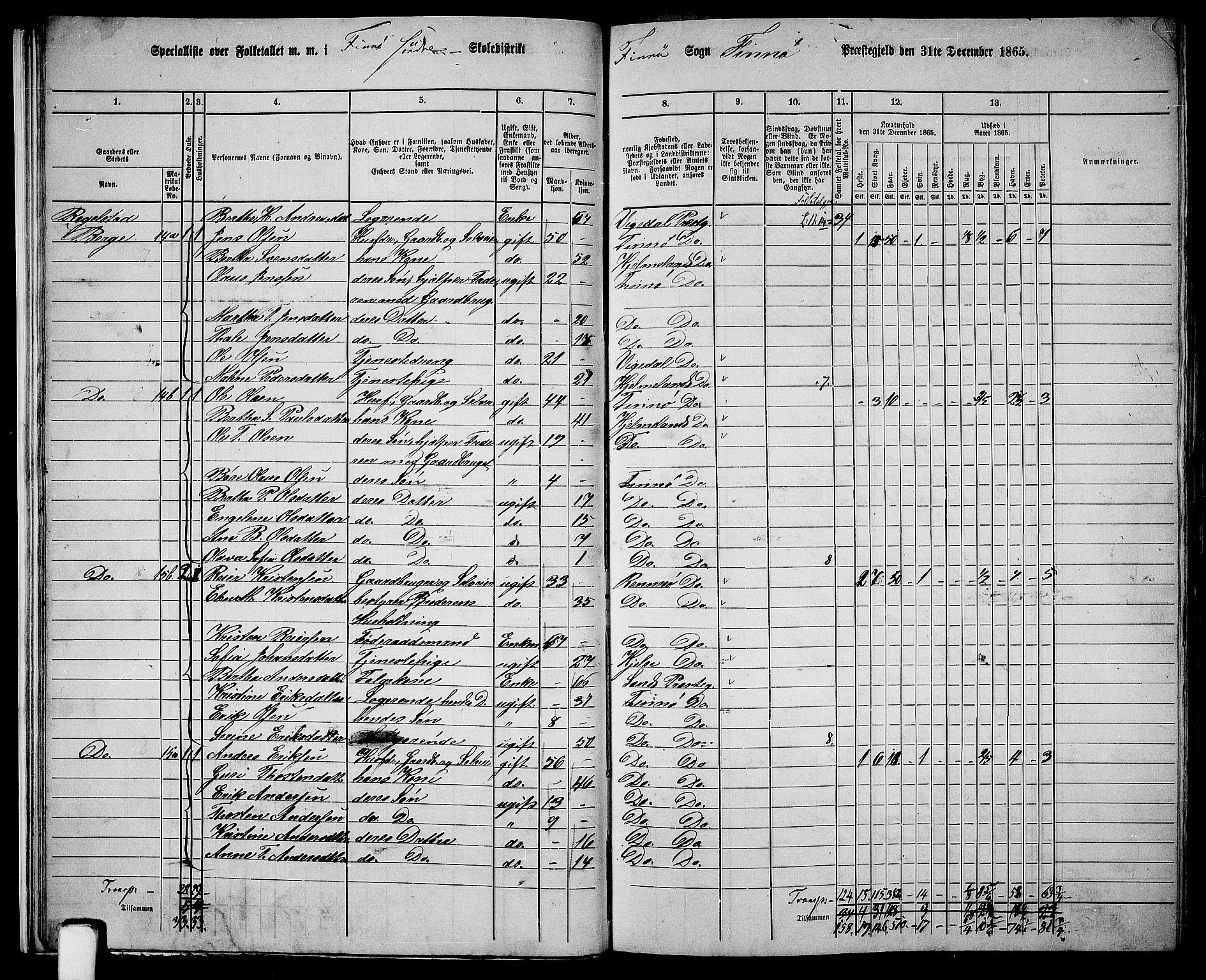 RA, 1865 census for Finnøy, 1865, p. 17