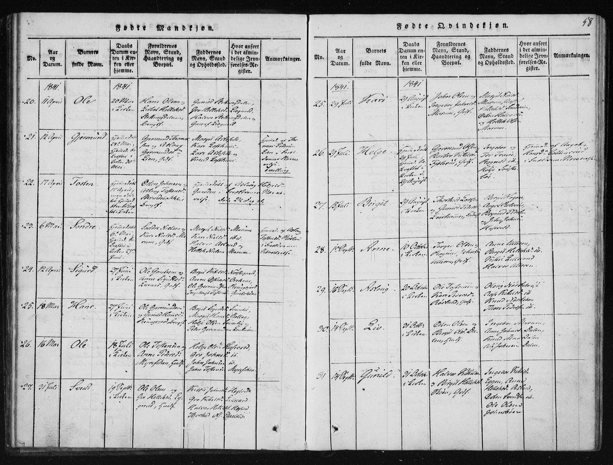 Tinn kirkebøker, SAKO/A-308/F/Fb/L0001: Parish register (official) no. II 1, 1815-1843, p. 58